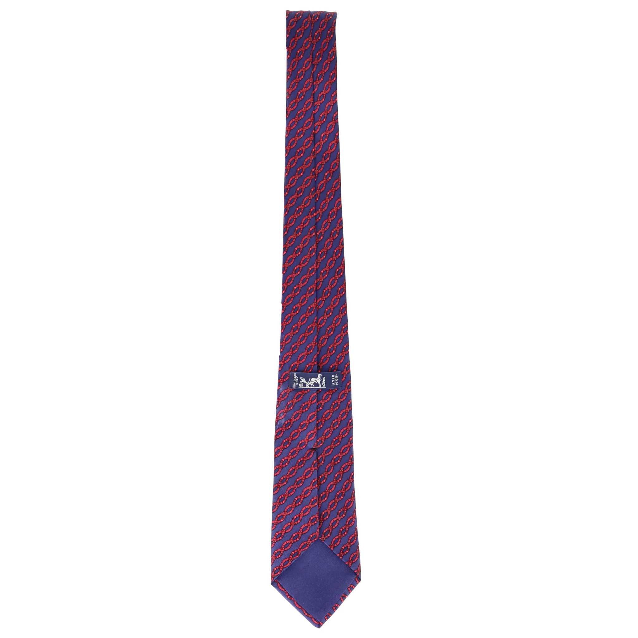 Hermes Chain-Link Print Silk Tie - Image 4