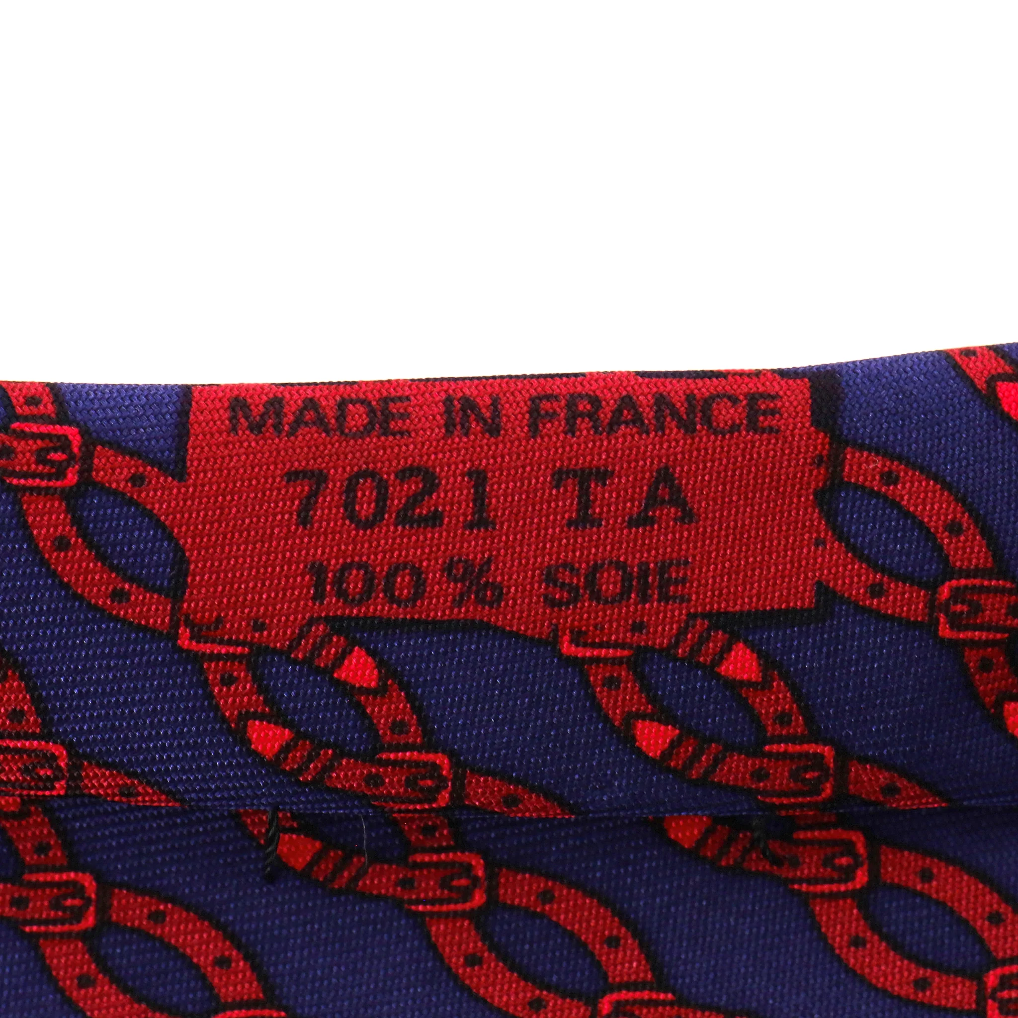 Hermes Chain-Link Print Silk Tie - Image 6