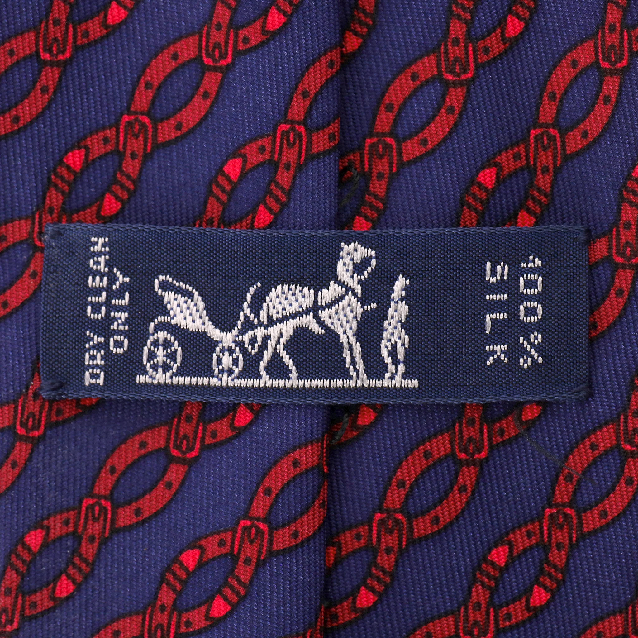 Hermes Chain-Link Print Silk Tie - Image 7