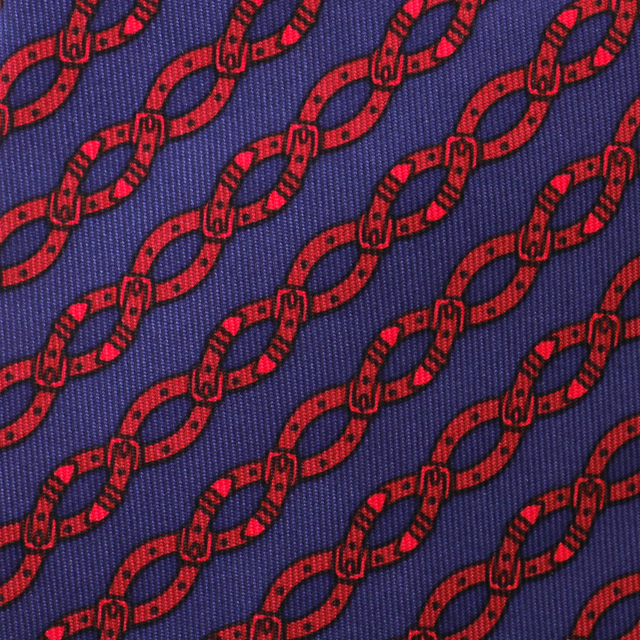 Hermes Chain-Link Print Silk Tie - Image 8