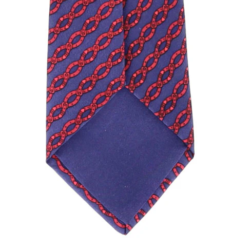Hermes Chain-Link Print Silk Tie - Image 9