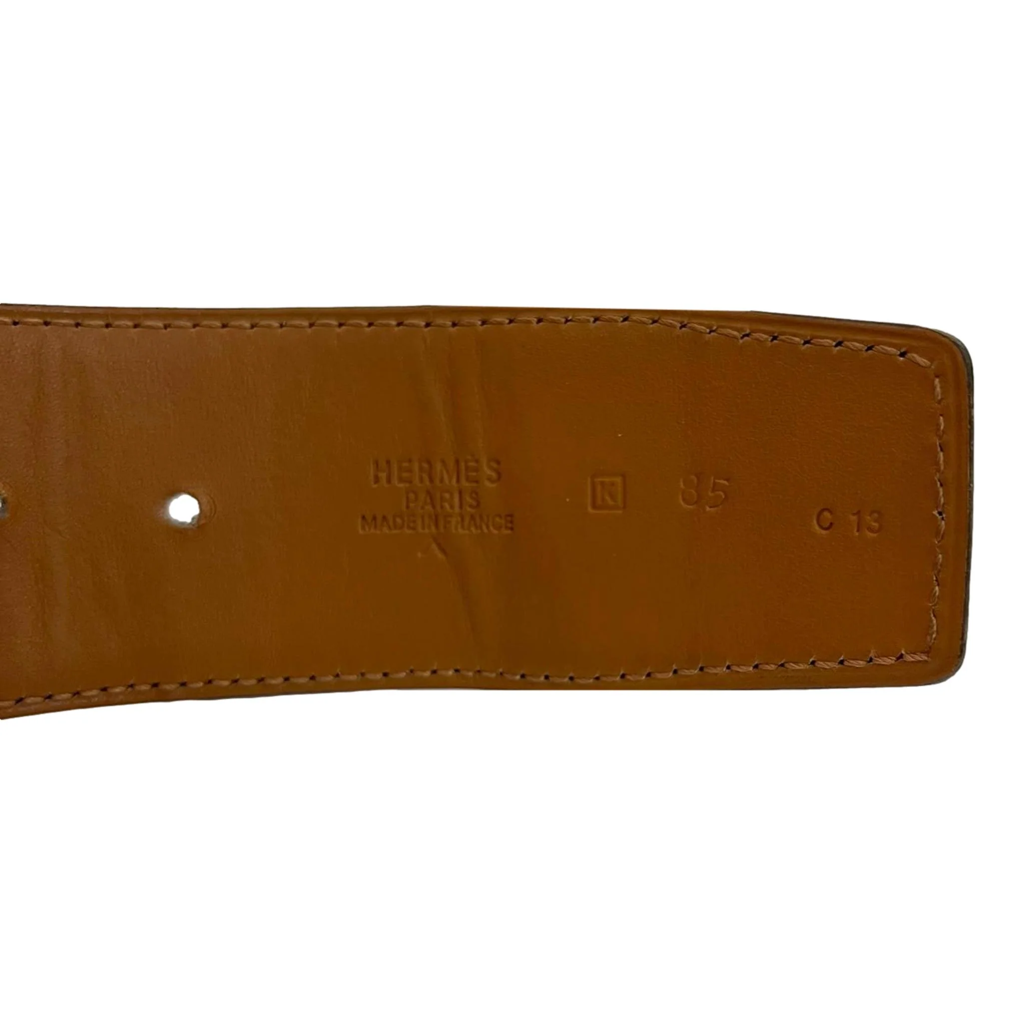 Hermes Shiny Crocodile Skin Belt With Large 'H' Palladium Buckle - Image 6