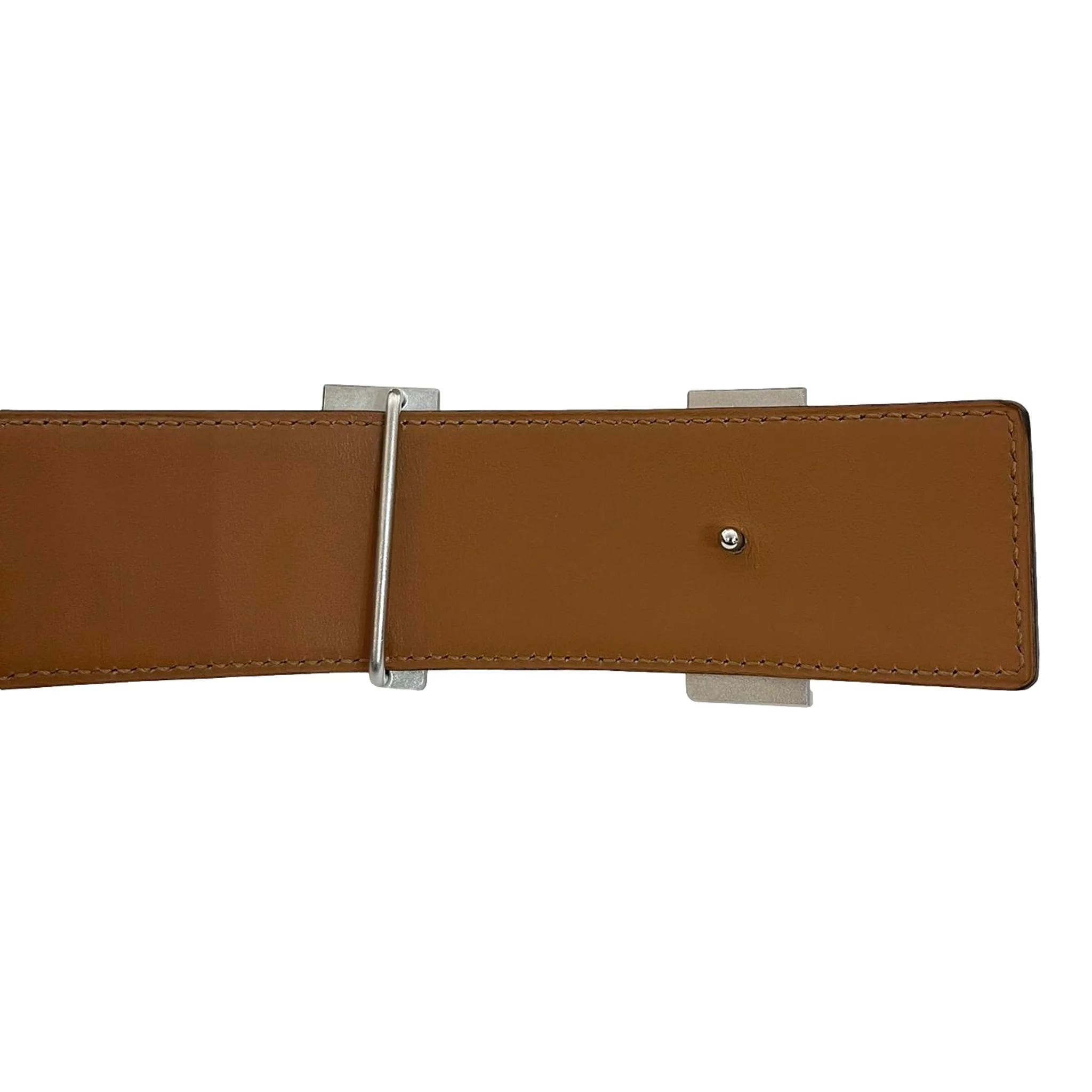 Hermes Shiny Crocodile Skin Belt With Large 'H' Palladium Buckle - Image 7