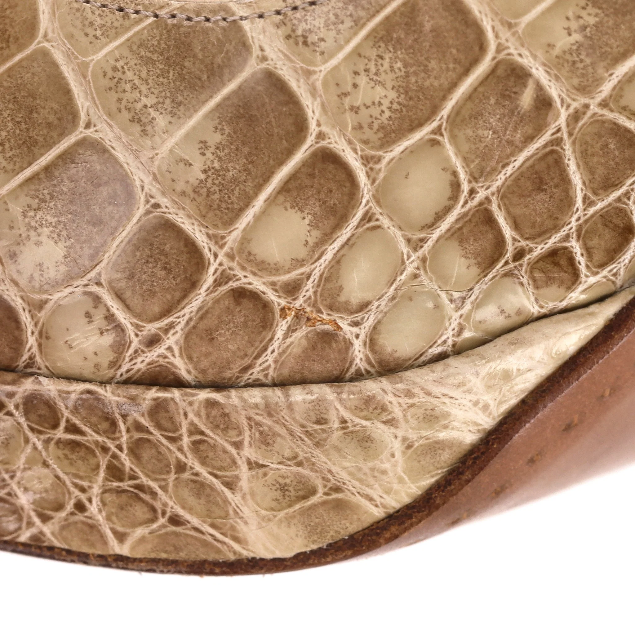 Hermes Crocodile Skin Peep-Toe Pumps. Size 37 - Image 7