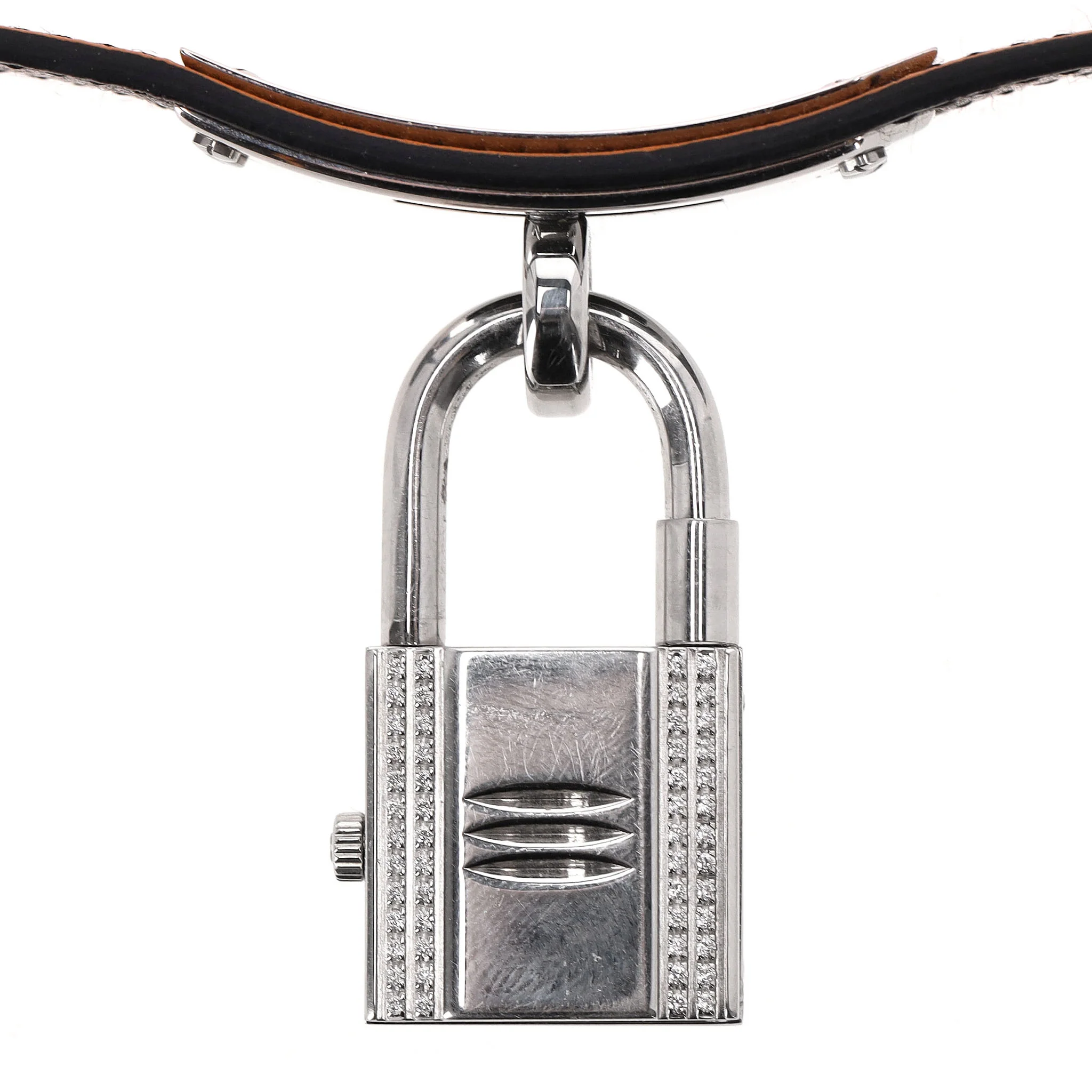 Hermes Diamond-Set Kelly Watch With Mother-Of-Pearl Face & Double Tour Leather Strap - Image 5