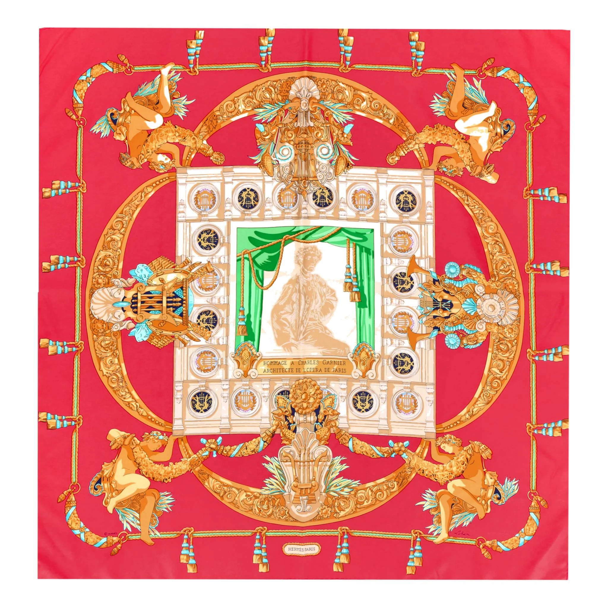Hermes 'Hommage a Charles Garnier' Carre 90 Silk Scarf By Caty Latham