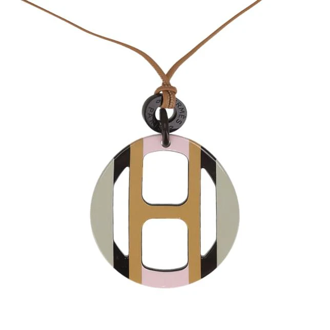 Hermes H Equipe Lacquered Horn Pendant Necklace - Image 3