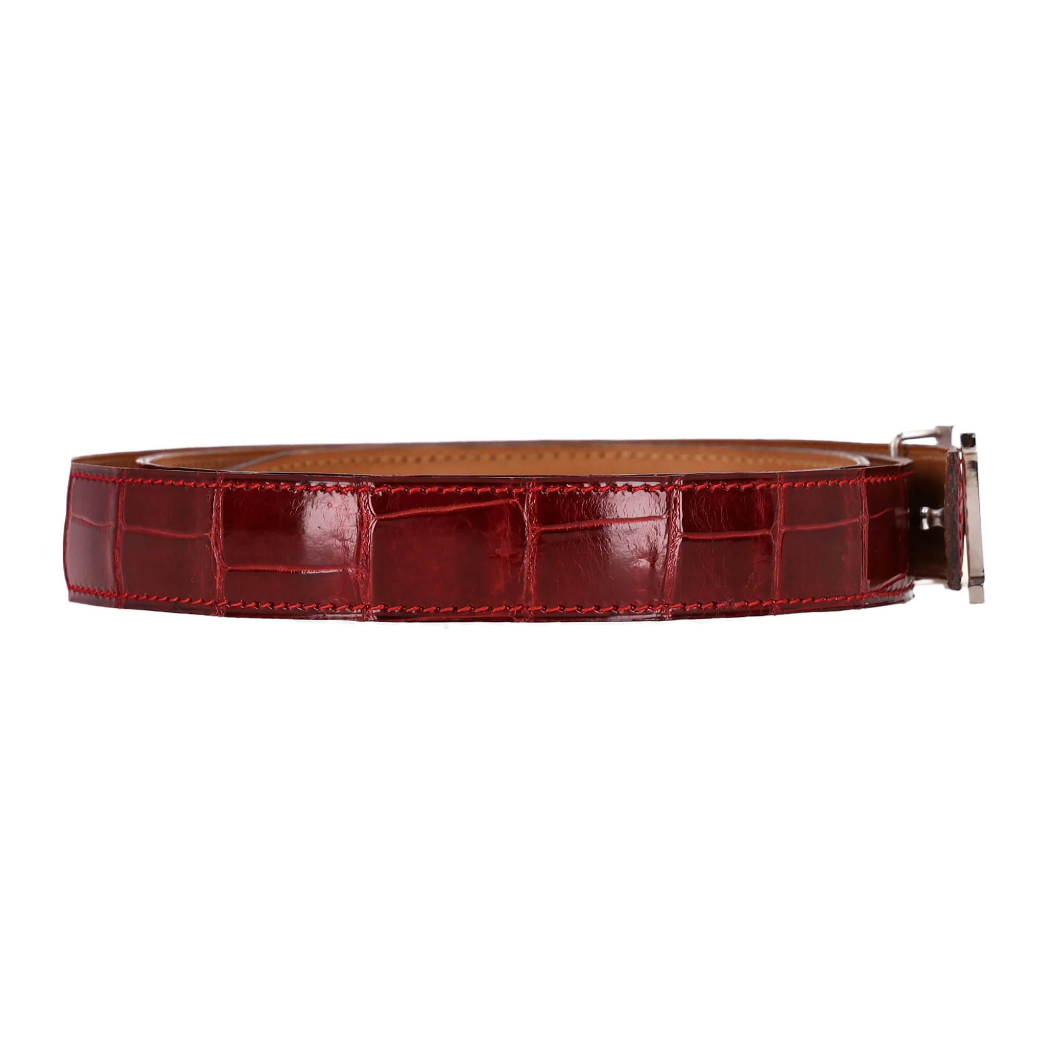 Hermes Crocodile Porosus Palladium Plated 'H' Buckle Belt - Image 4
