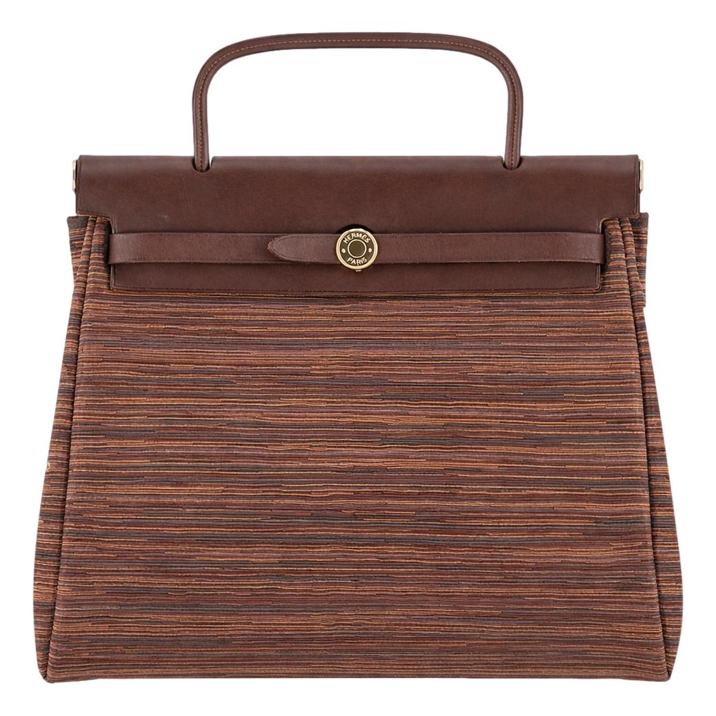 Hermes Herbag 2in1 Vibrato Leather & Canvas Body With Vache Hunter Leather Top Bag - Image 4
