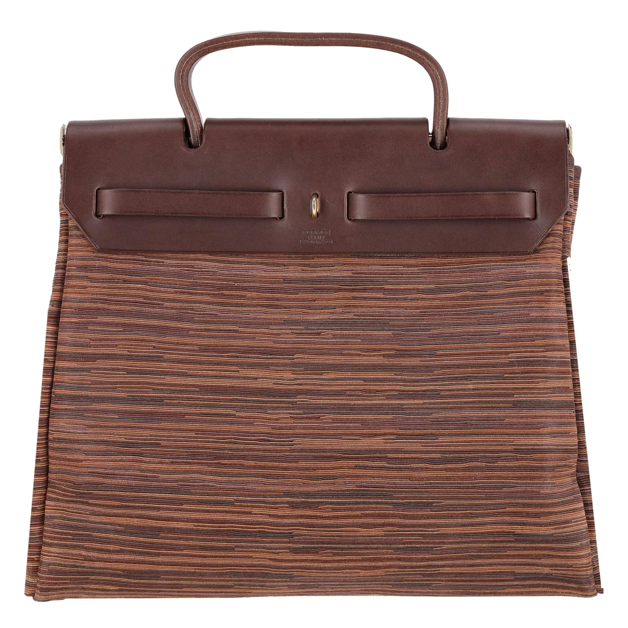 Hermes Herbag 2in1 Vibrato Leather & Canvas Body With Vache Hunter Leather Top Bag - Image 7