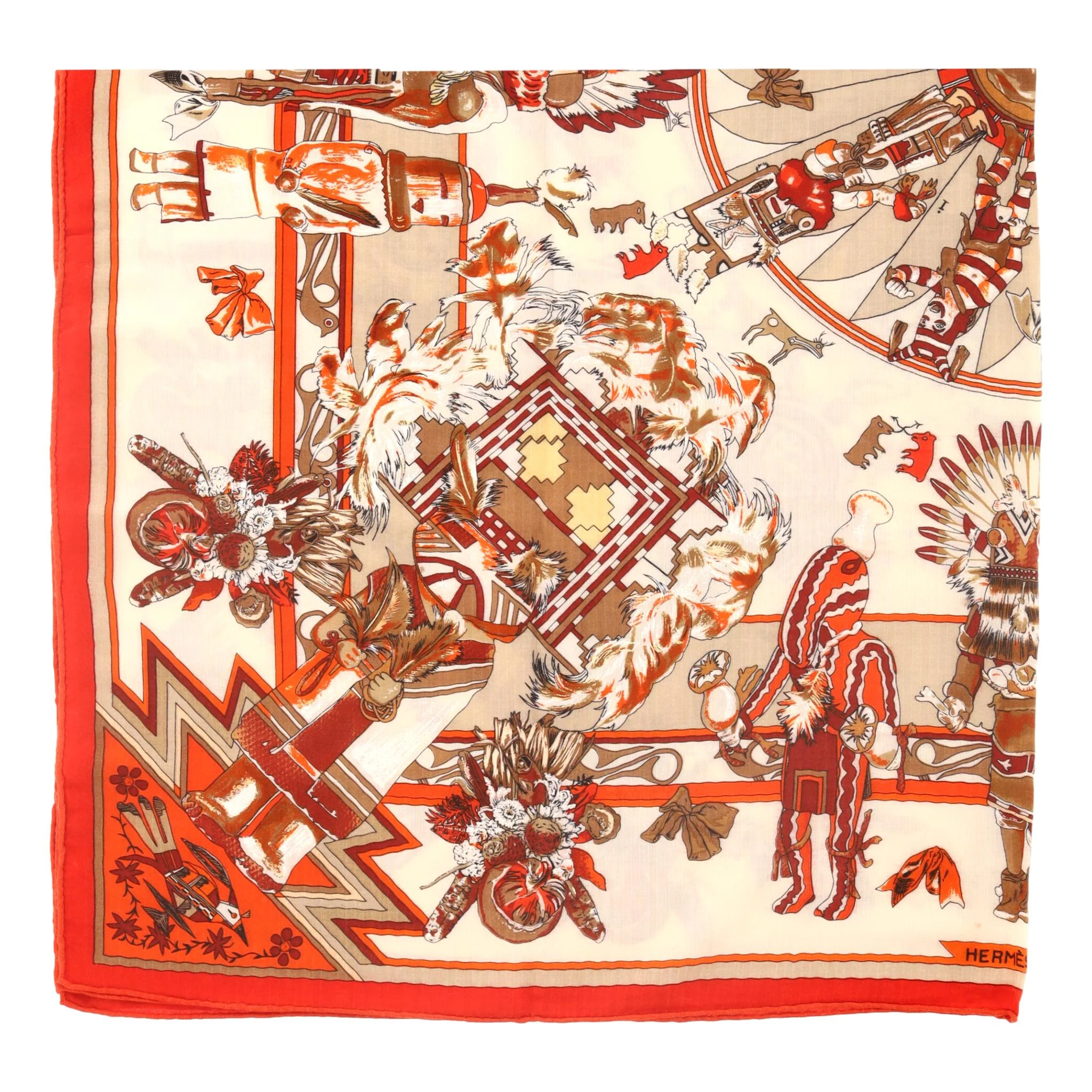Hermes 'Kachinas' Cashmere & Silk Blend Scarf By Kermit Oliver - Image 5