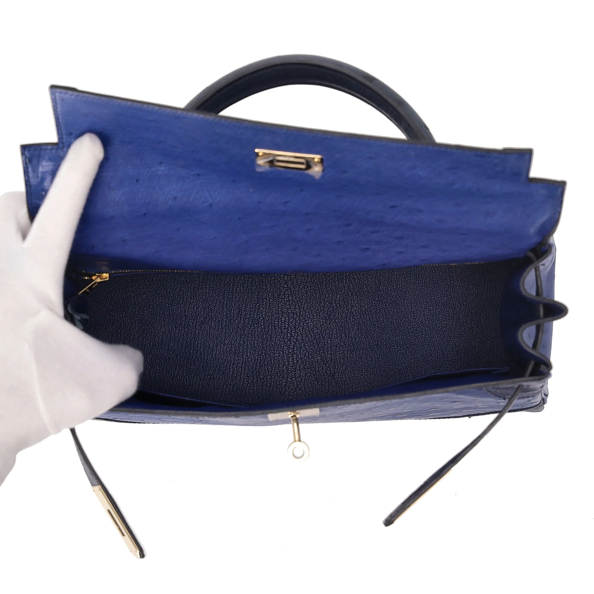 Hermes Kelly Ltd Edition Ghillies Bag In Ostrich Skin - Image 6