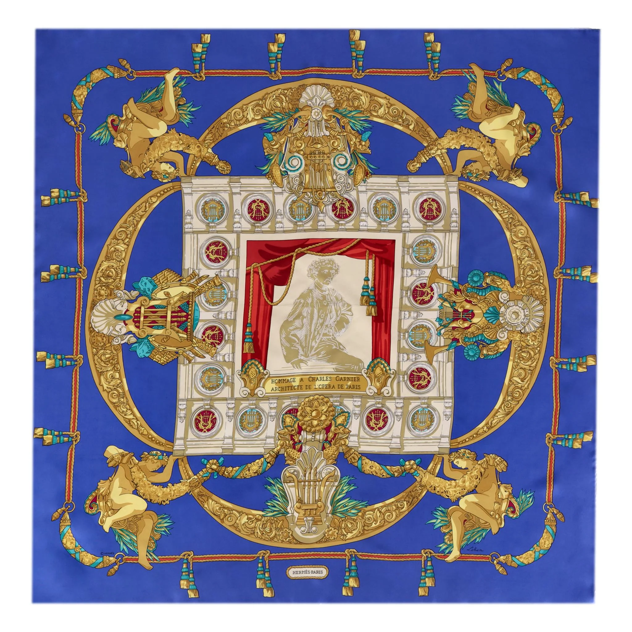 Hermes Hommage A Charles Garnier Silk Scarf