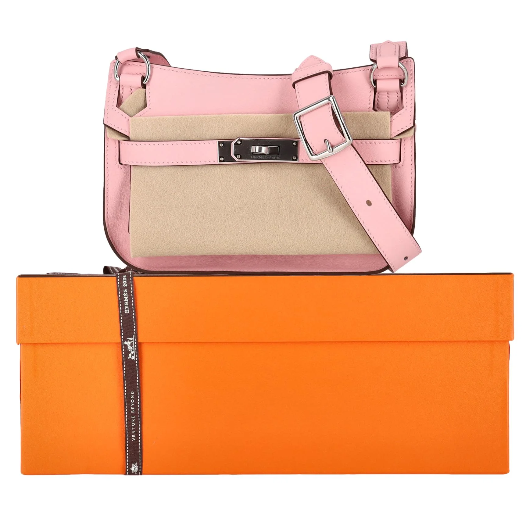 Hermes 2026 Mini Jypsiere Cuir Veau Swift Leather Shoulder Bag In Rose Sakura- Full Set - Brand New - Image 11