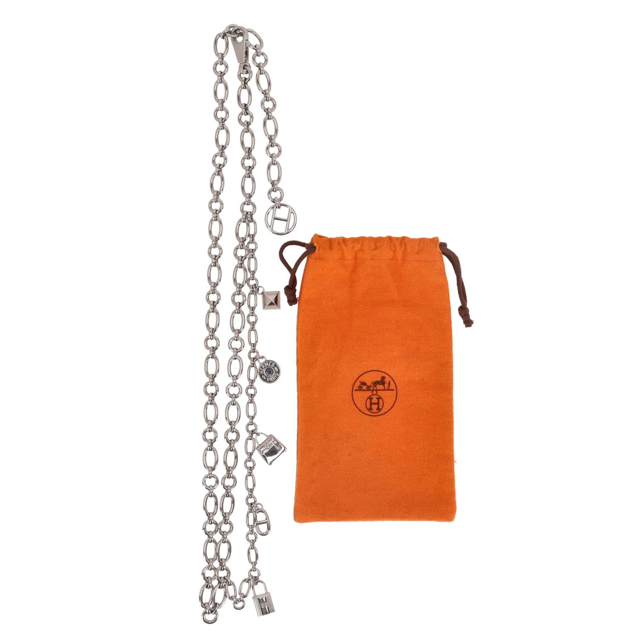 Hermes Palladium Plated Olga Chain Belt With Signature Charms - Image 3