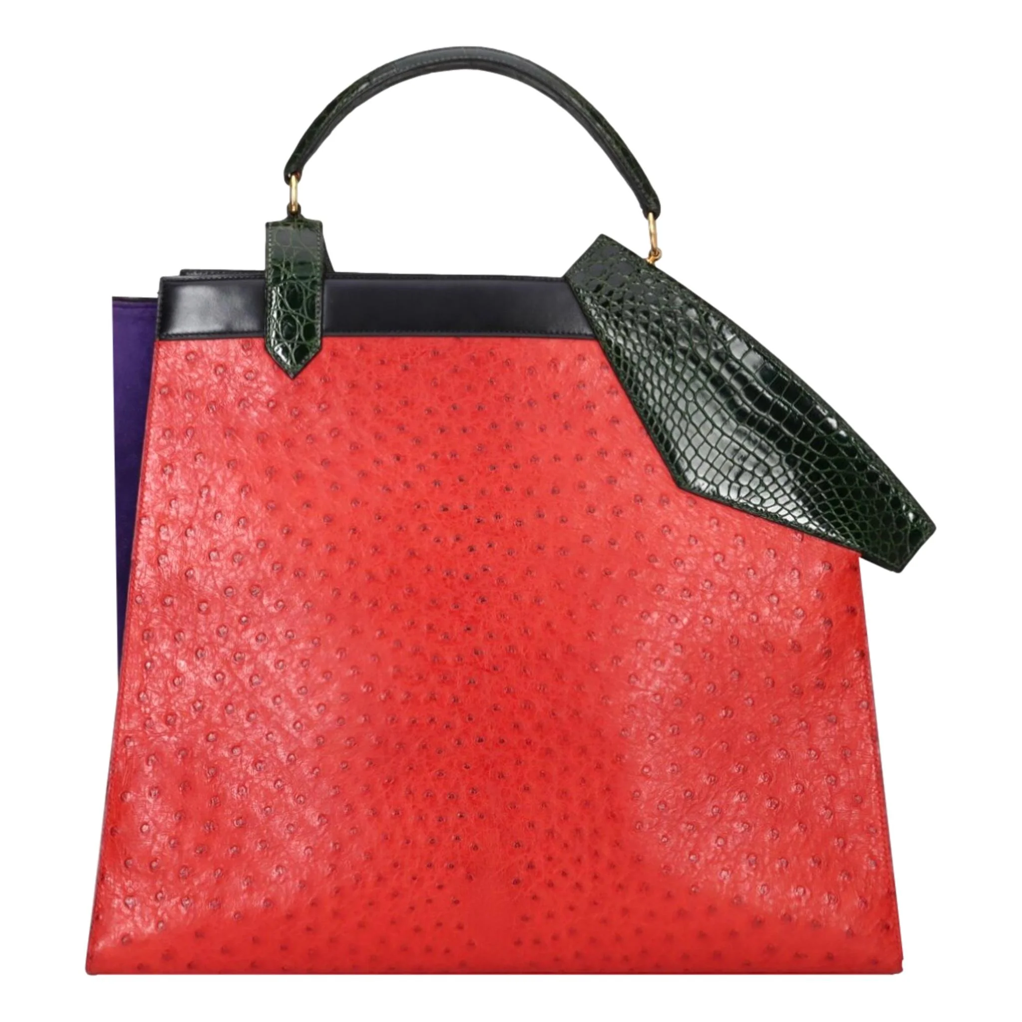 Hermes Rare Vintage Ostrich & Crocodile Skin Himalaya Symbiose 43 Handbag - Image 2