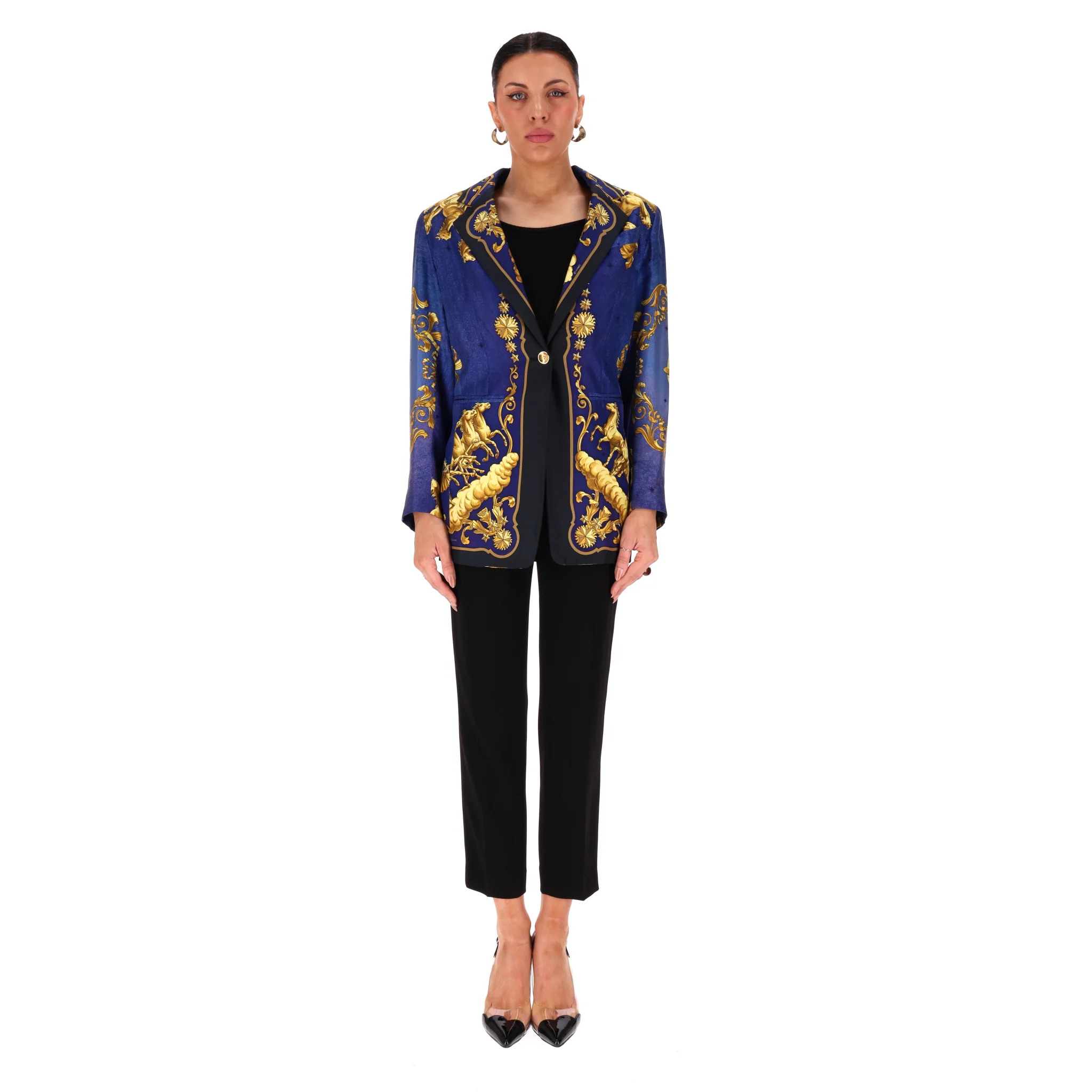 Hermes Vintage 80's Silk Cosmos Print Silk Jacket. Size 38FR - Image 2