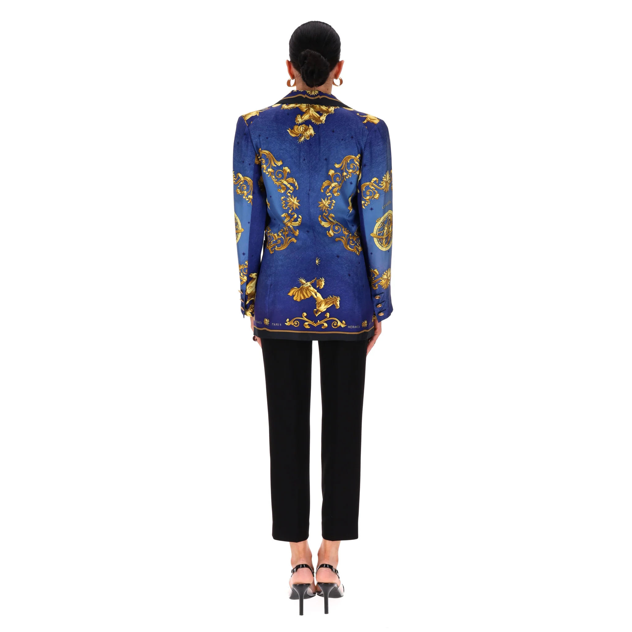 Hermes Vintage 80's Silk Cosmos Print Silk Jacket. Size 38FR - Image 4