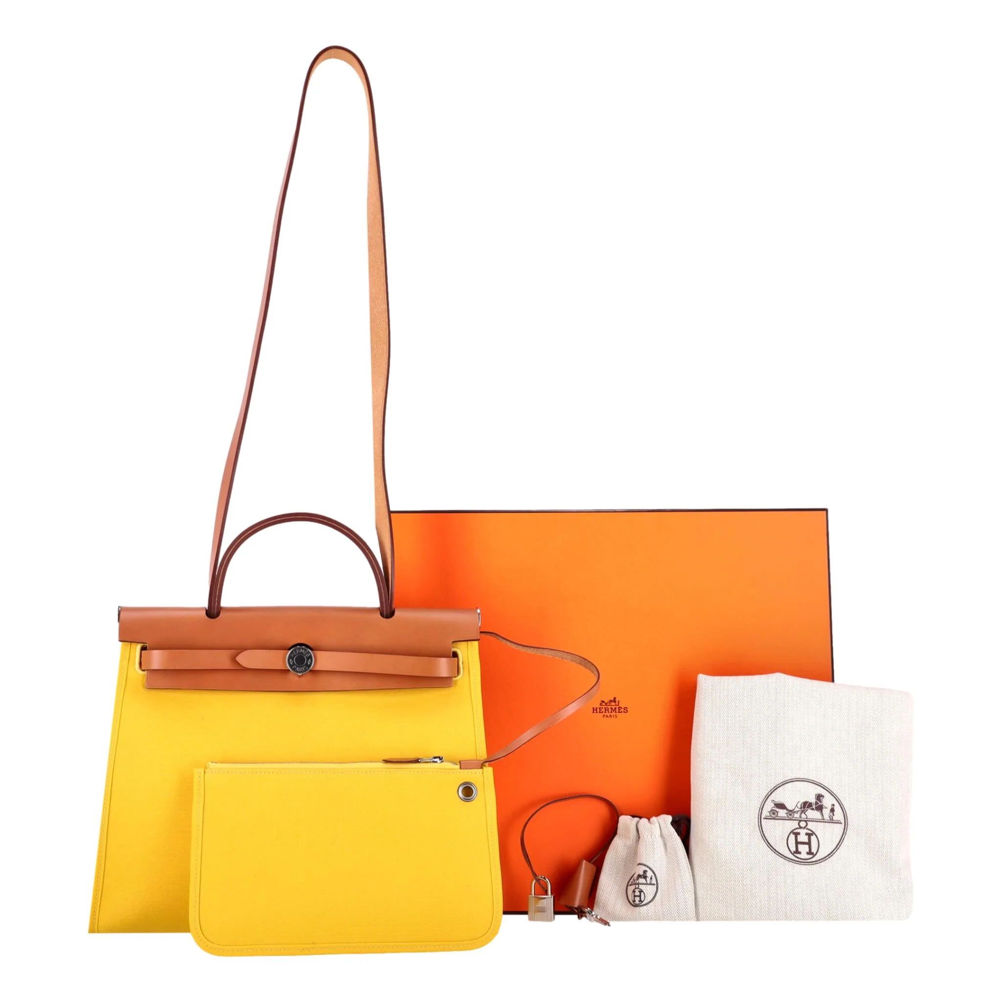 Hermès Toile & Vache Leather Hunter Herbag Zip 31 Bag & Matching Pouch - Image 2