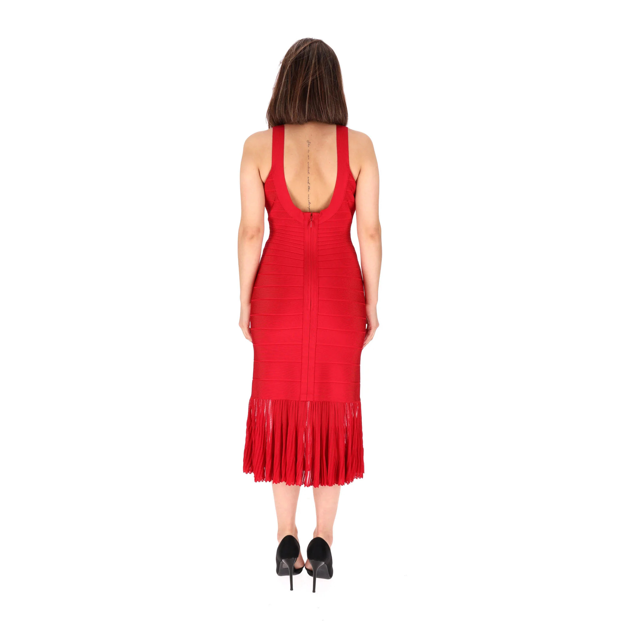 Herve Leger Bandage Bodycon Dress With Pleated Hem. Size S - Image 4