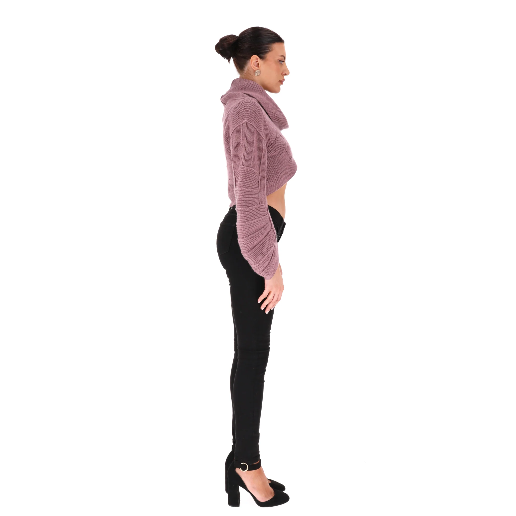 Herve Leger Cropped Roll Neck Cashmere Jumper. Size S - Image 3