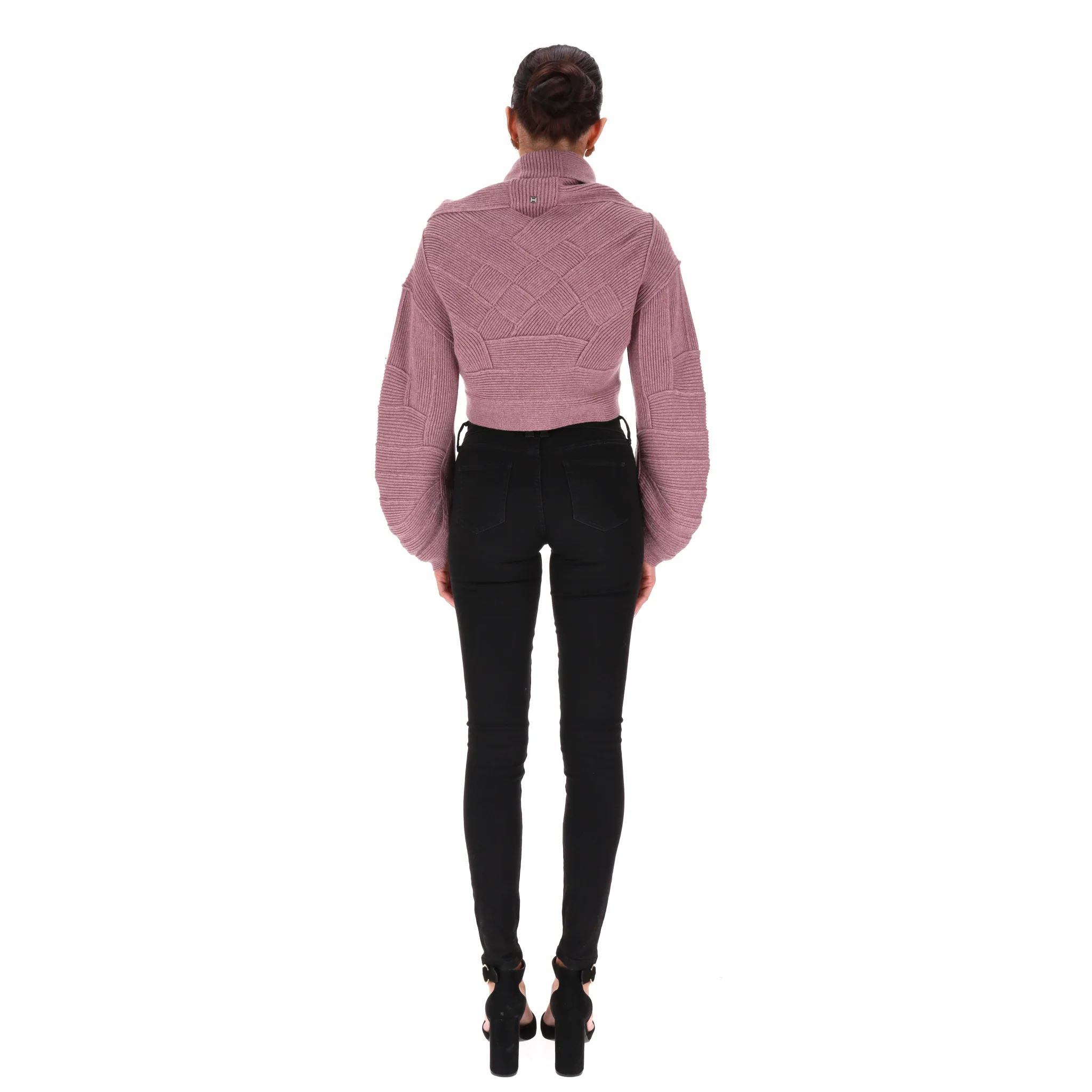 Herve Leger Cropped Roll Neck Cashmere Jumper. Size S - Image 4