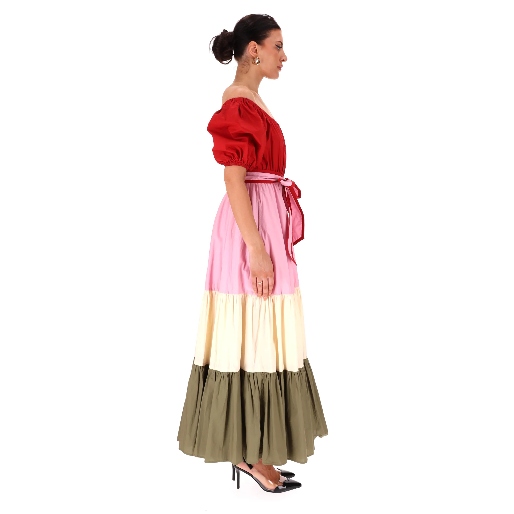 Hester Bly Colour-Block Cotton Belted Maxi Dress. Size S - Image 3