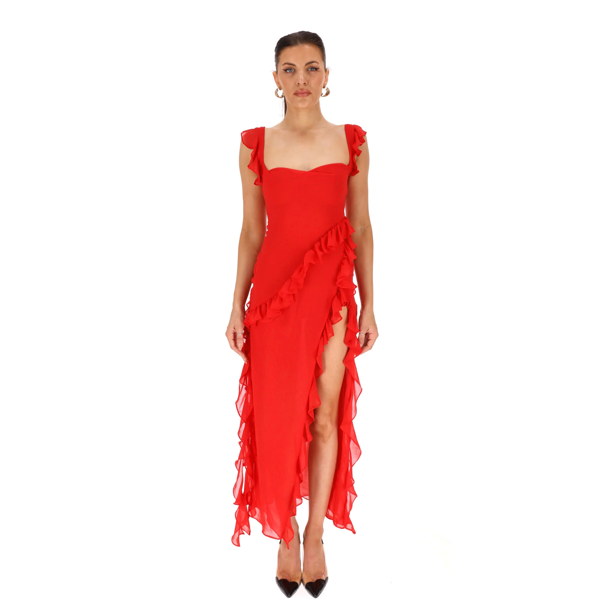 House Of CB Ruffle-Trim Maxi Dress. Size XS - Image 2