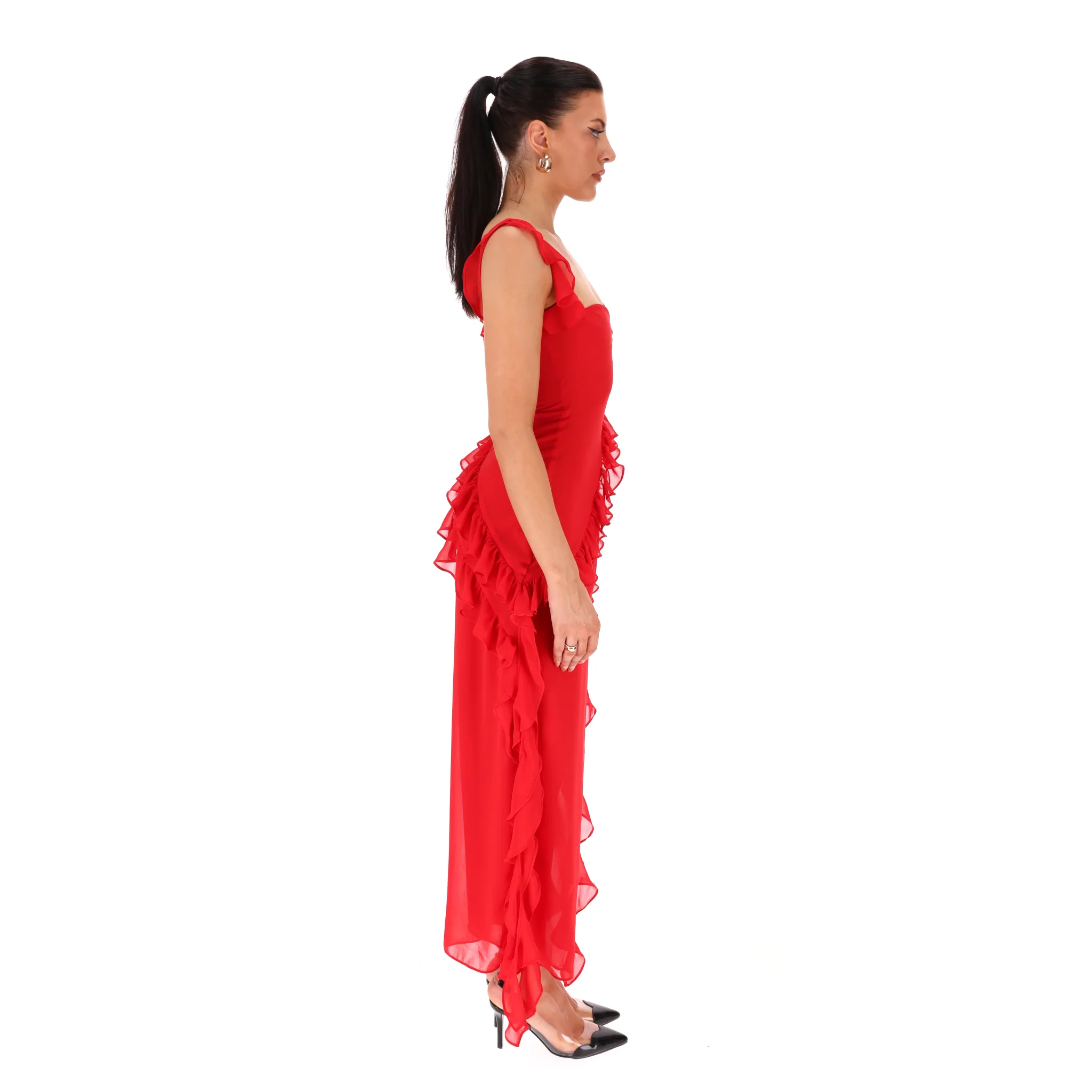 House Of CB Ruffle-Trim Maxi Dress. Size XS - Image 3