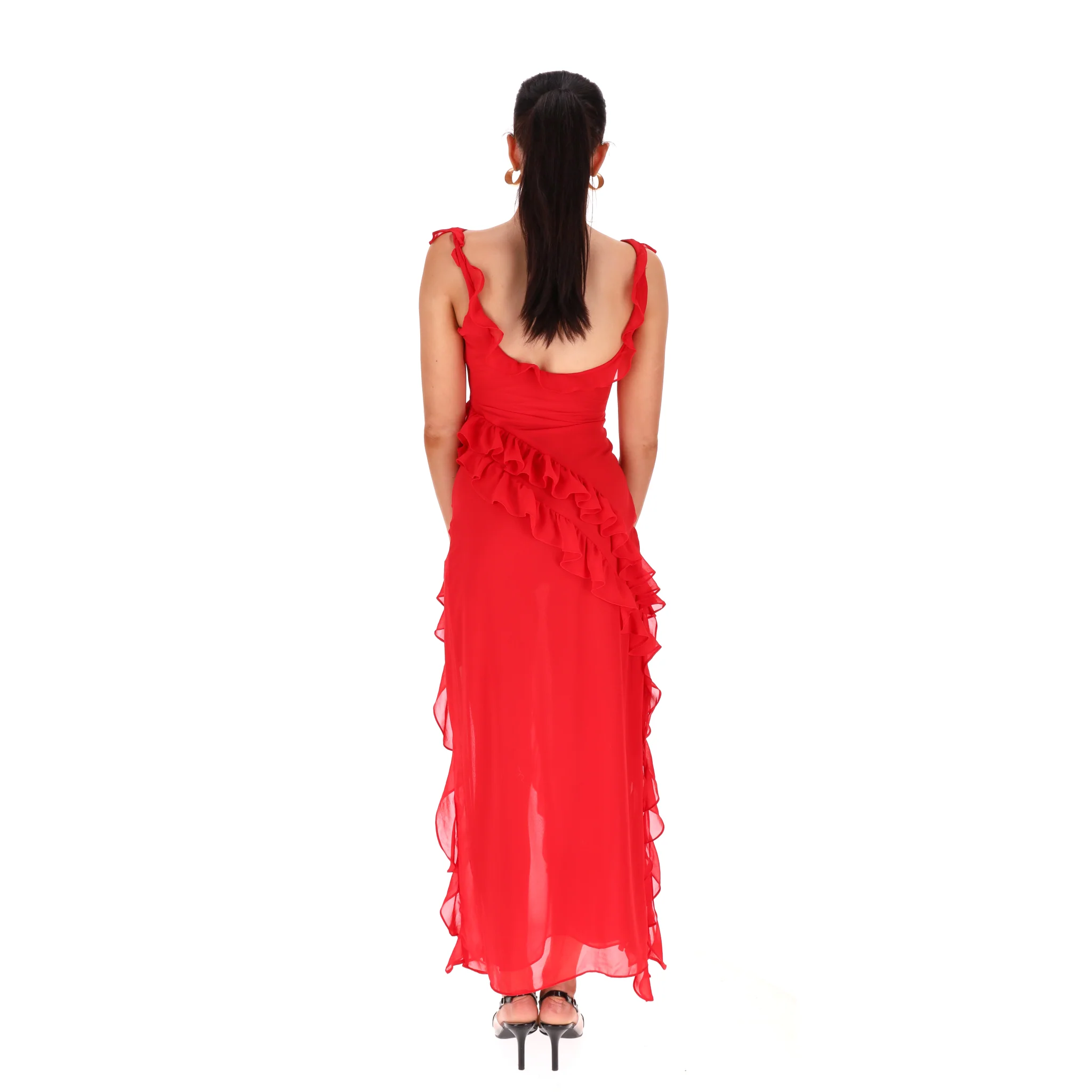 House Of CB Ruffle-Trim Maxi Dress. Size XS - Image 4