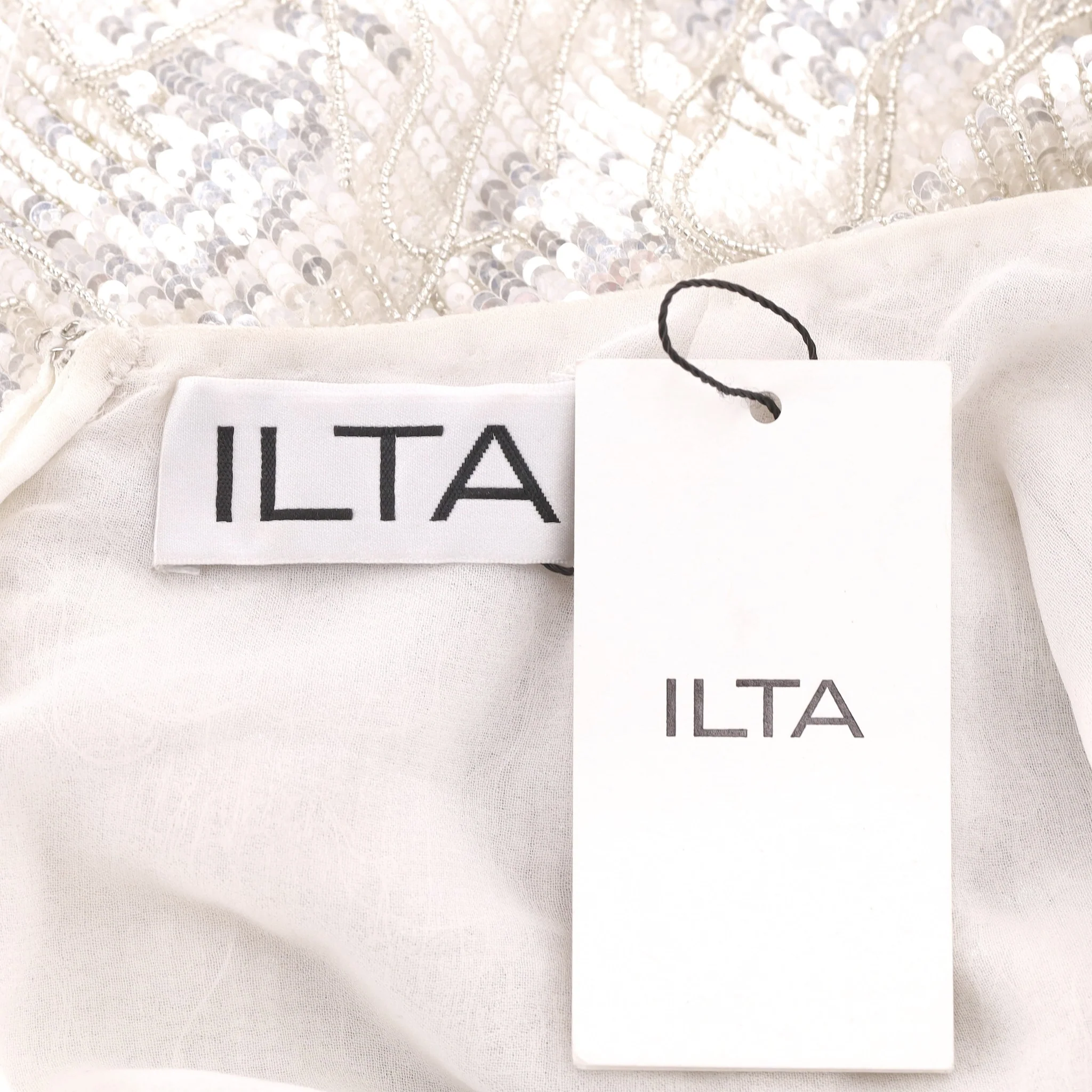 Ilta Sequin & Beaded Backless Midi Dress. Size 38 - Image 8