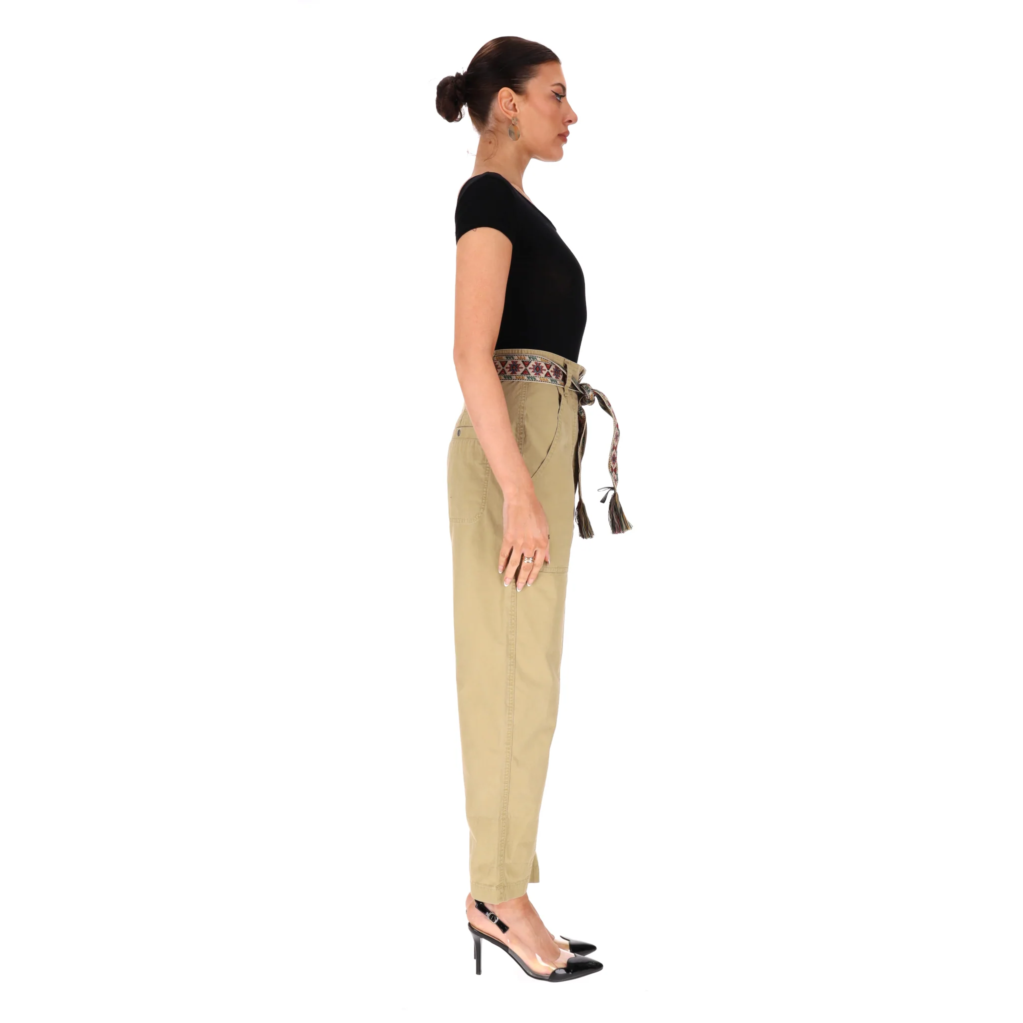 Isabel Marant Etoile Cotton Tapered Trousers With Aztec Woven Belt. Size 34FR - Image 3