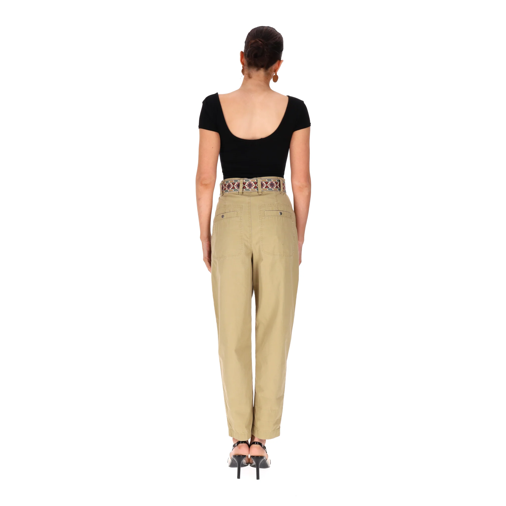 Isabel Marant Etoile Cotton Tapered Trousers With Aztec Woven Belt. Size 34FR - Image 4