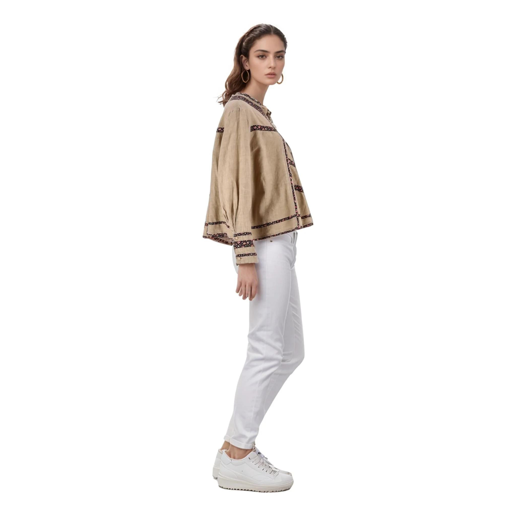 Isabel Marant Linen Top with Floral Trims. Size 34FR - Image 3