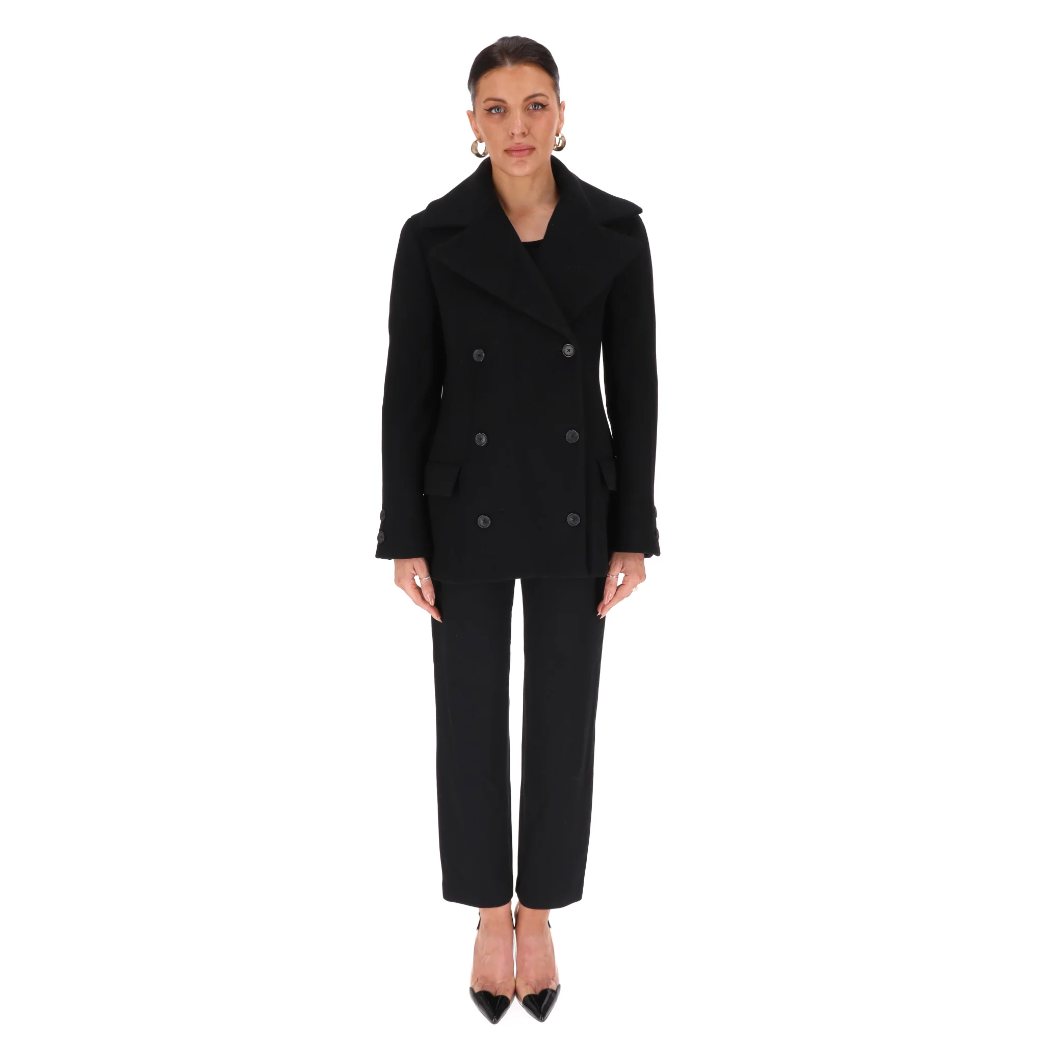 Jil Sander Double-Breasted Wool Coat. Size 36FR - Image 2