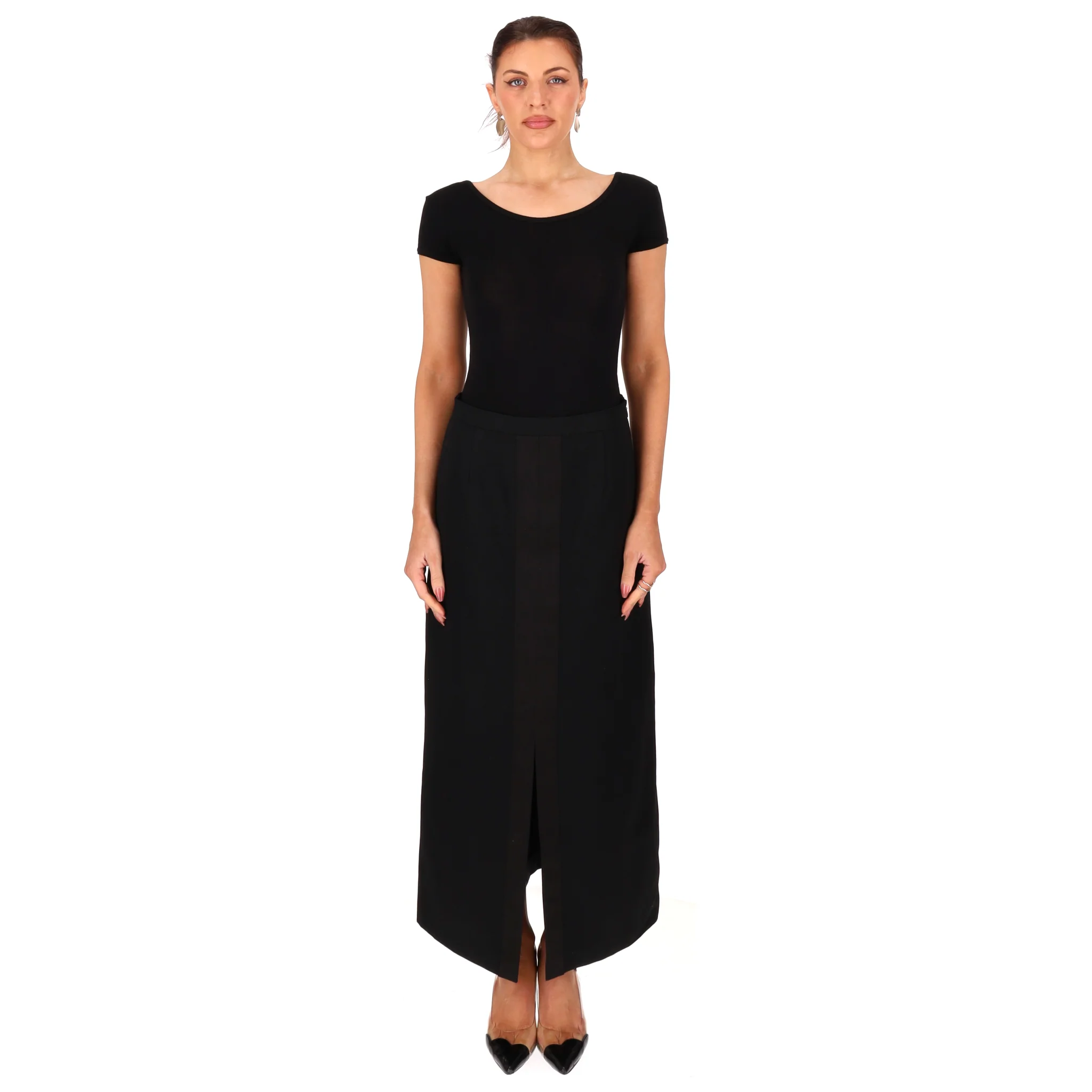 Jil Sander Virgin Wool Front Split Midi Skirt. Size 38FR - Image 2