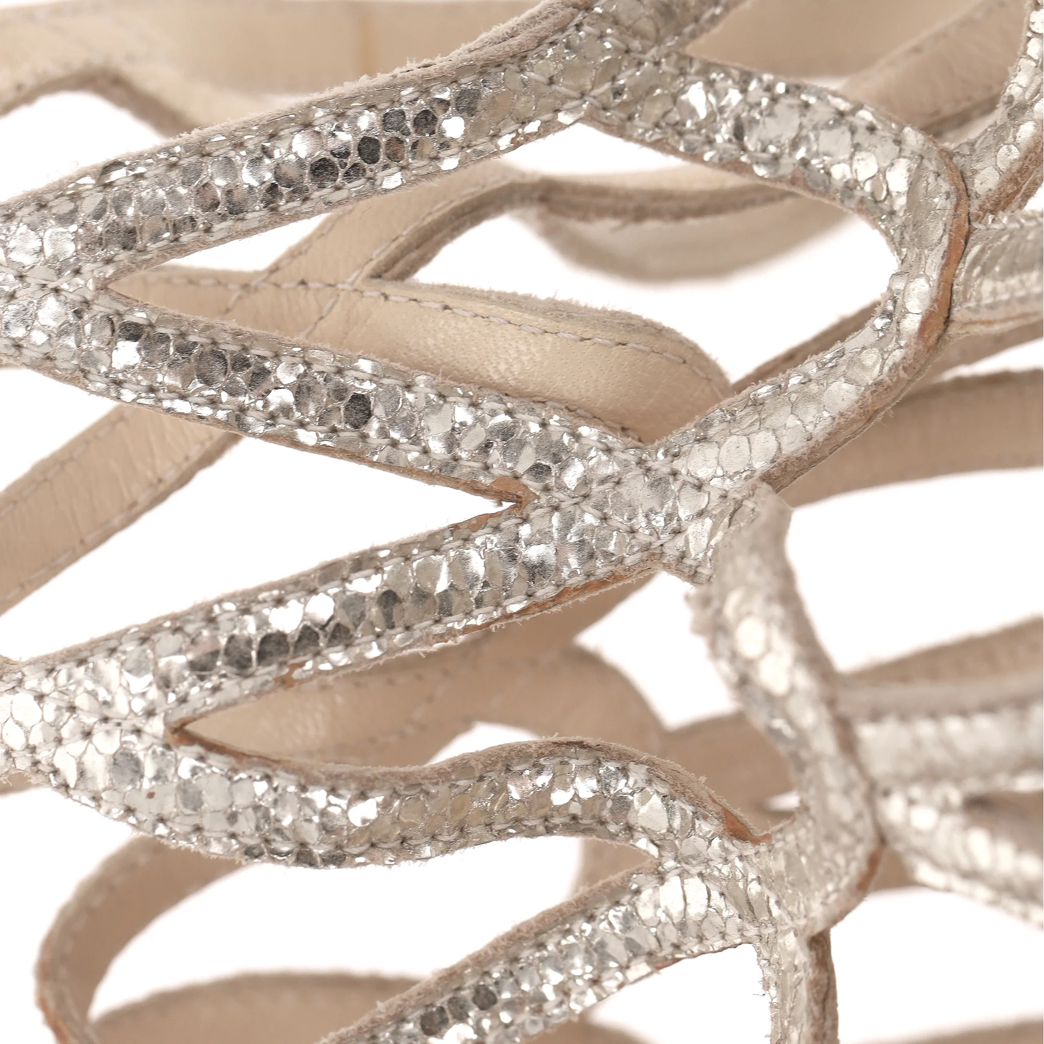Jimmy Choo Metallic Cracked Leather 'Zinc' Strappy Sandals. Size 36.5 - Image 10