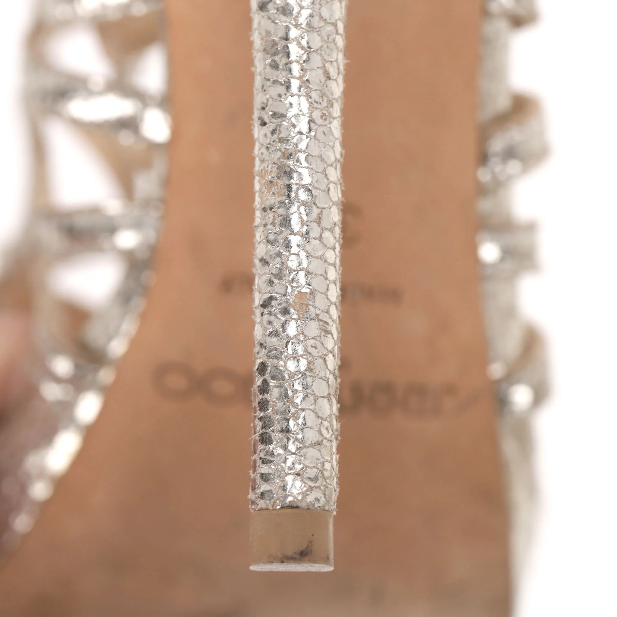 Jimmy Choo Metallic Cracked Leather 'Zinc' Strappy Sandals. Size 36.5 - Image 7