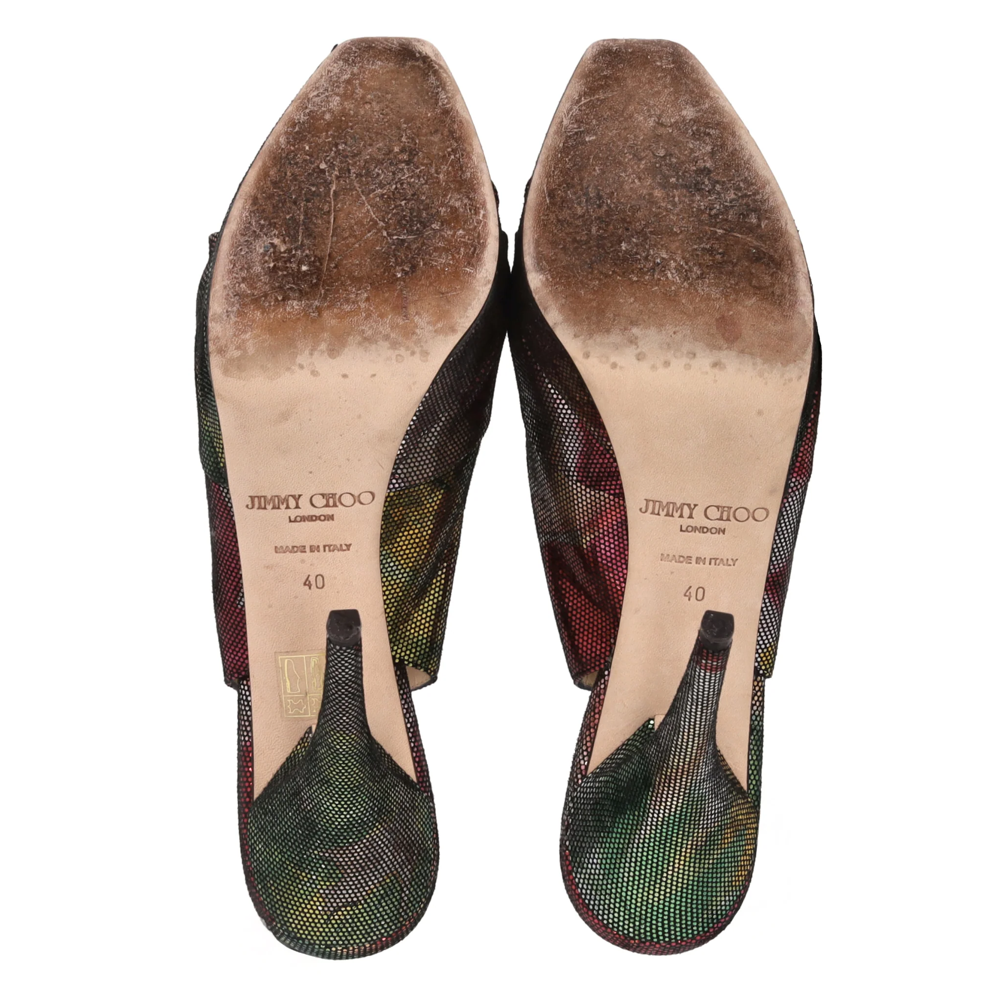 Jimmy Choo Metallic Peep-Toe Slingback Heels. Size 40 - Image 6