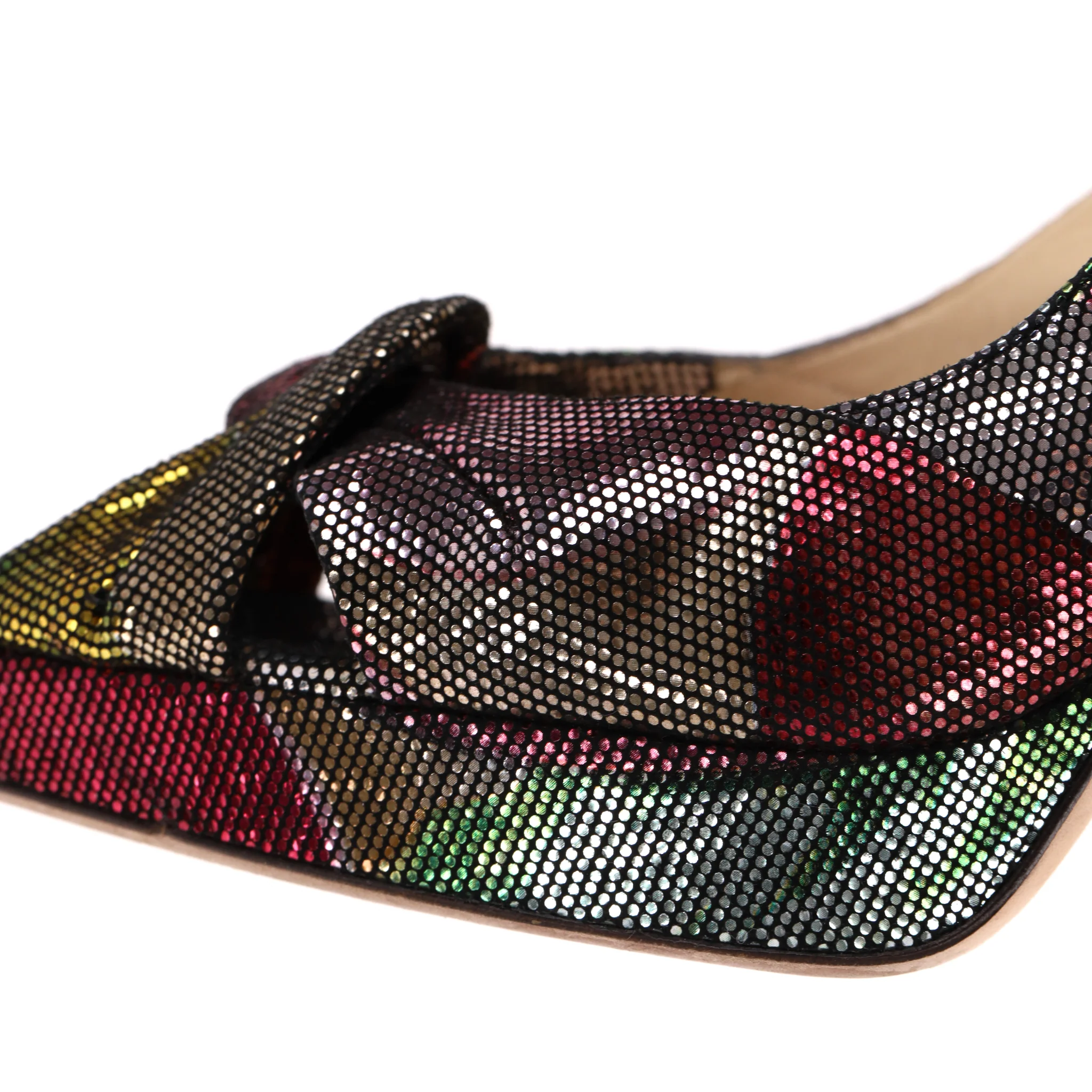 Jimmy Choo Metallic Peep-Toe Slingback Heels. Size 40 - Image 8