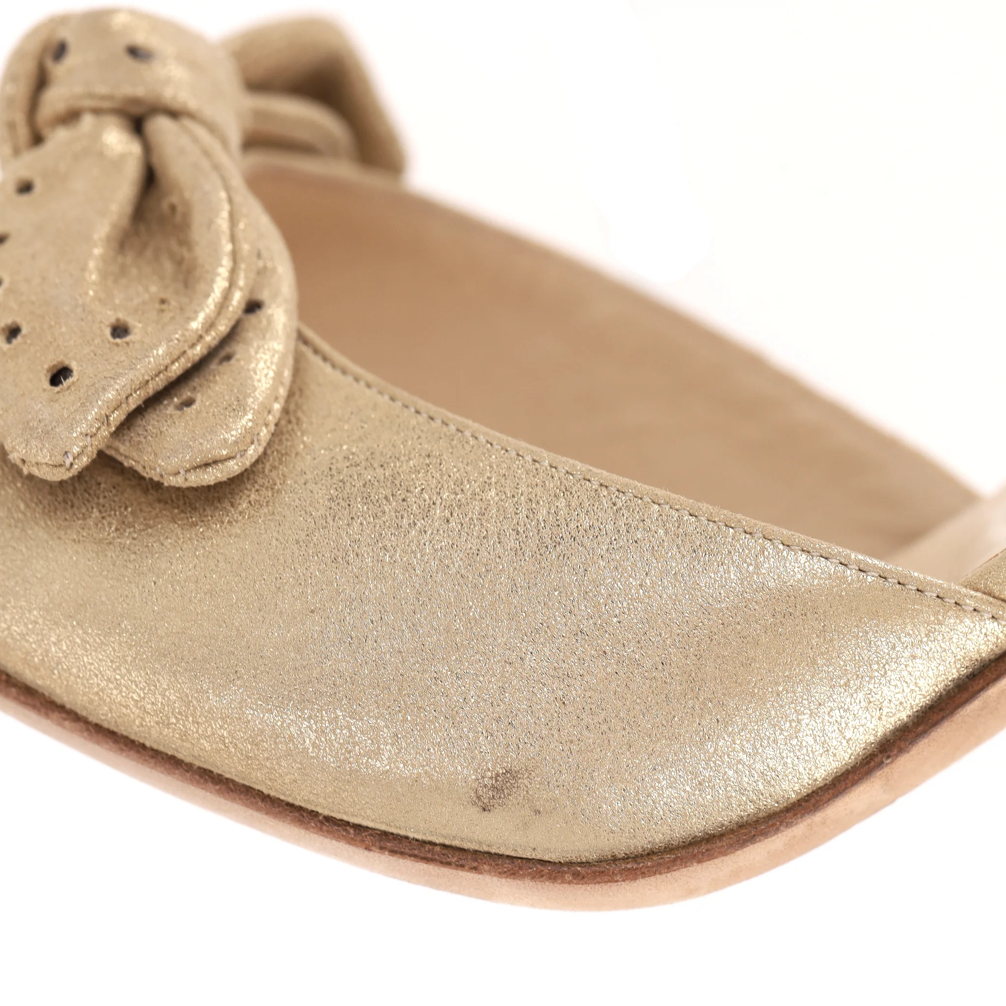 Jimmy Choo Polka-Dot Bow-Embellished Metallic Sandals. Size 39 - Image 13