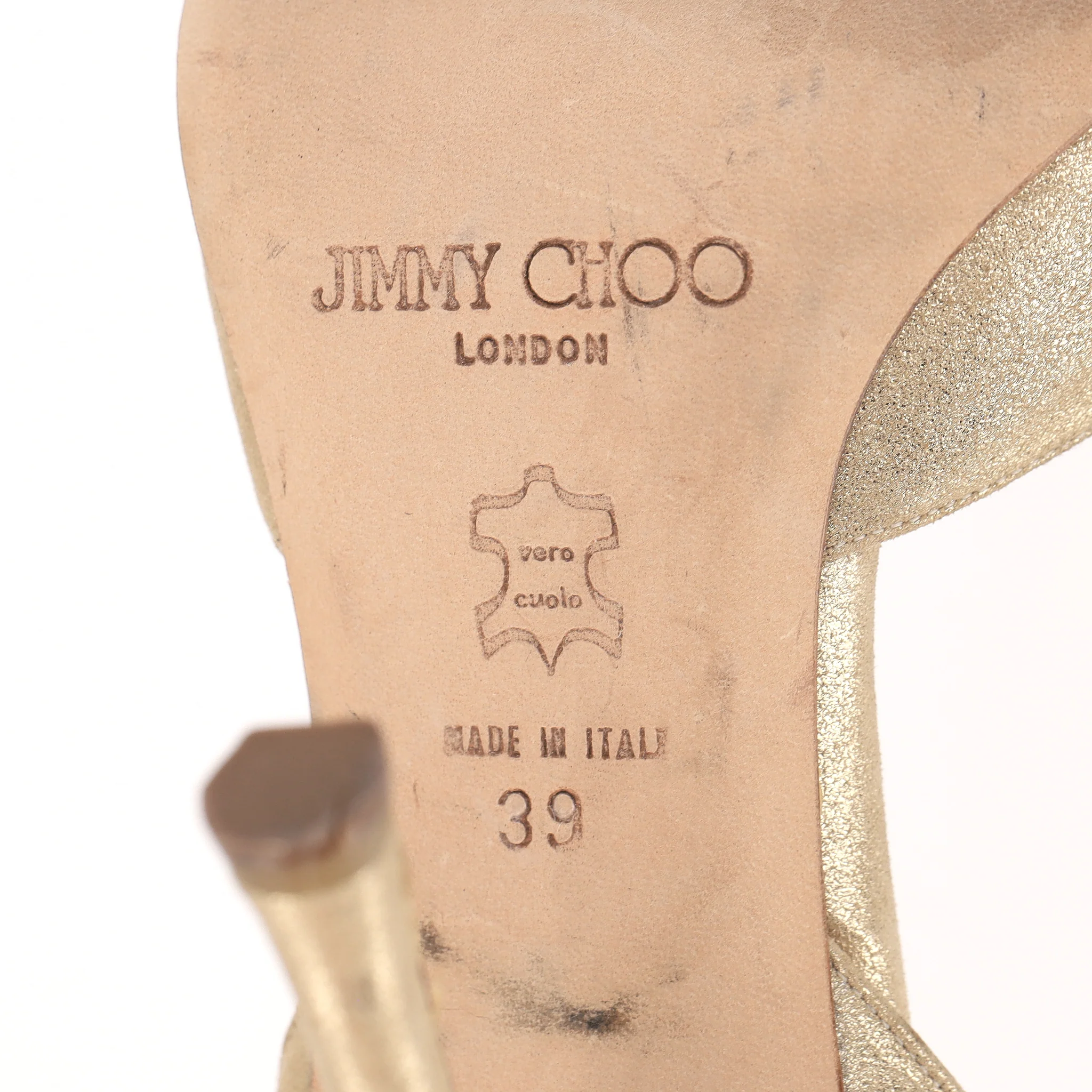 Jimmy Choo Polka-Dot Bow-Embellished Metallic Sandals. Size 39 - Image 6