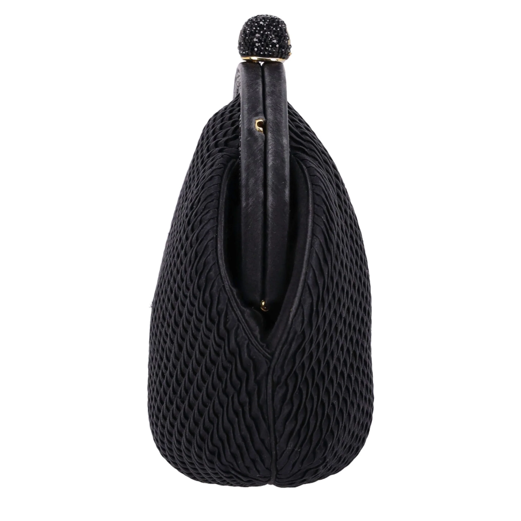 Judith Leiber Vintage Crystal Adorned Satin Clutch Bag With Gold Comb - Image 3