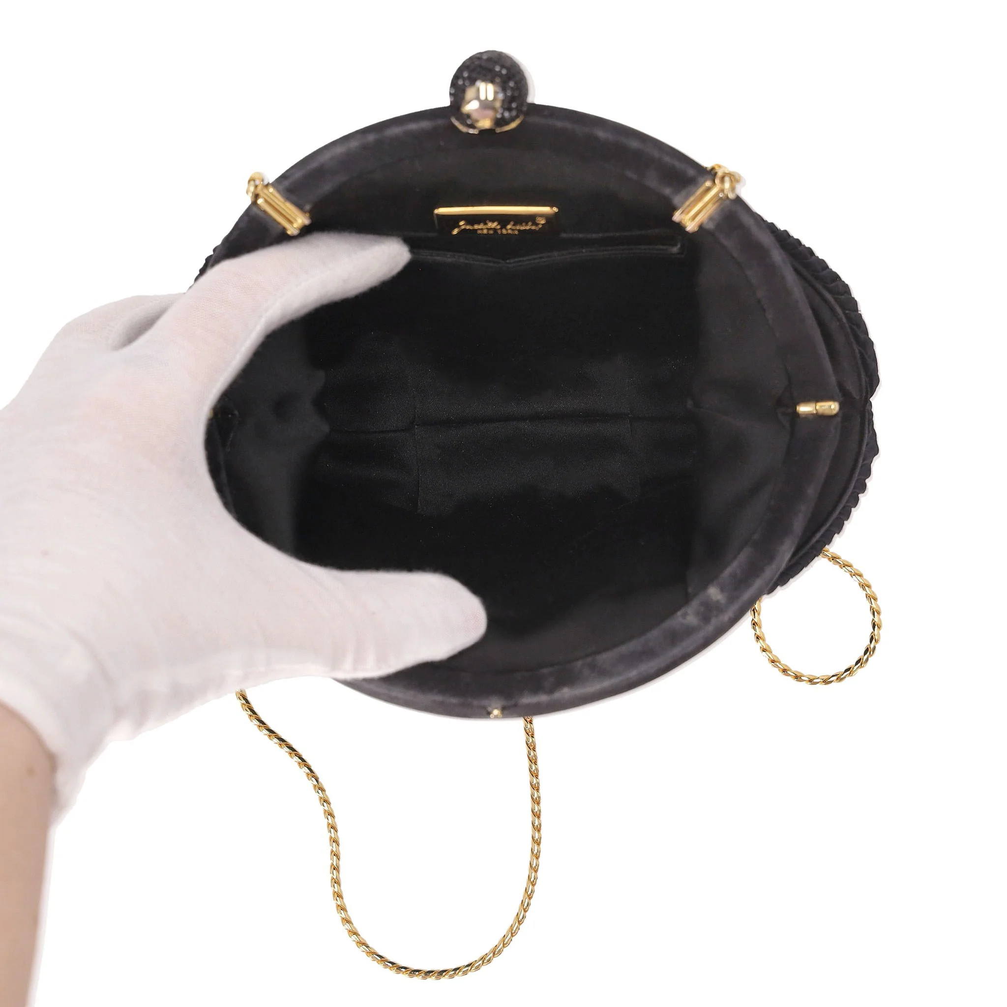 Judith Leiber Vintage Crystal Adorned Satin Clutch Bag With Gold Comb - Image 6