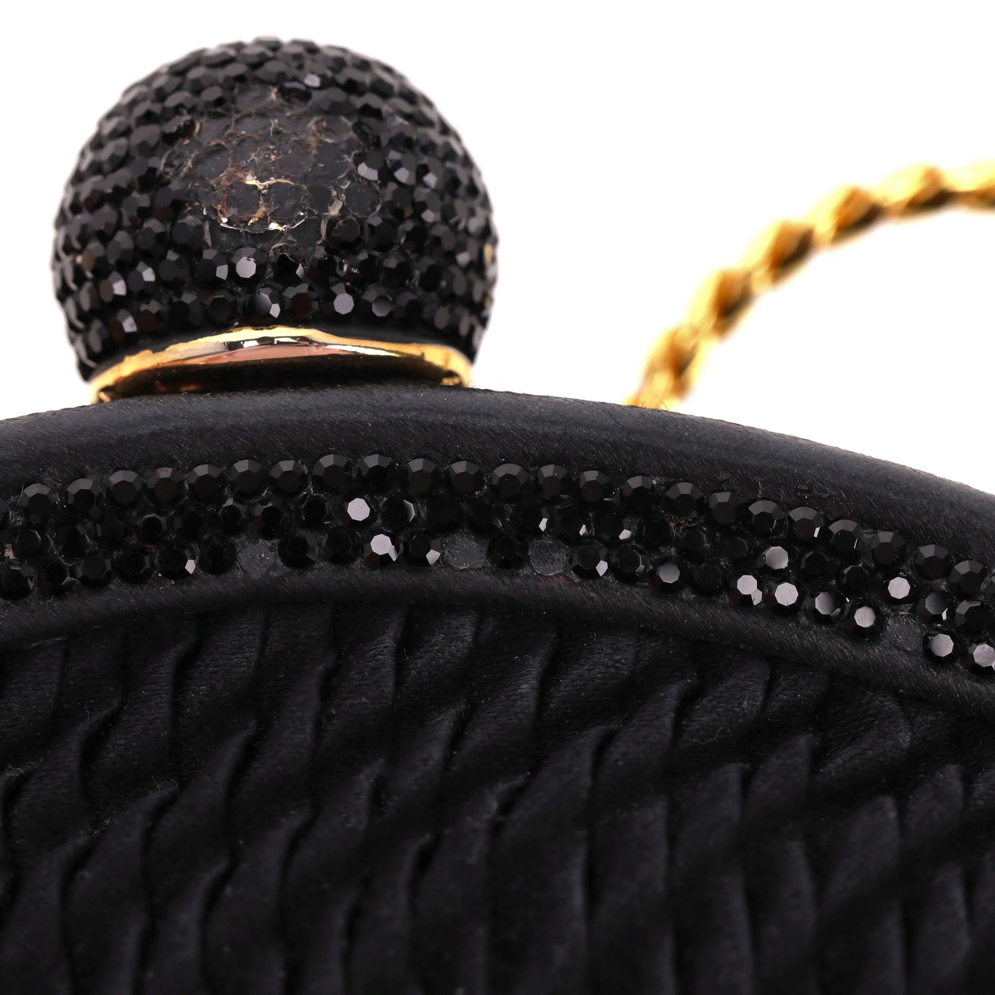 Judith Leiber Vintage Crystal Adorned Satin Clutch Bag With Gold Comb - Image 9