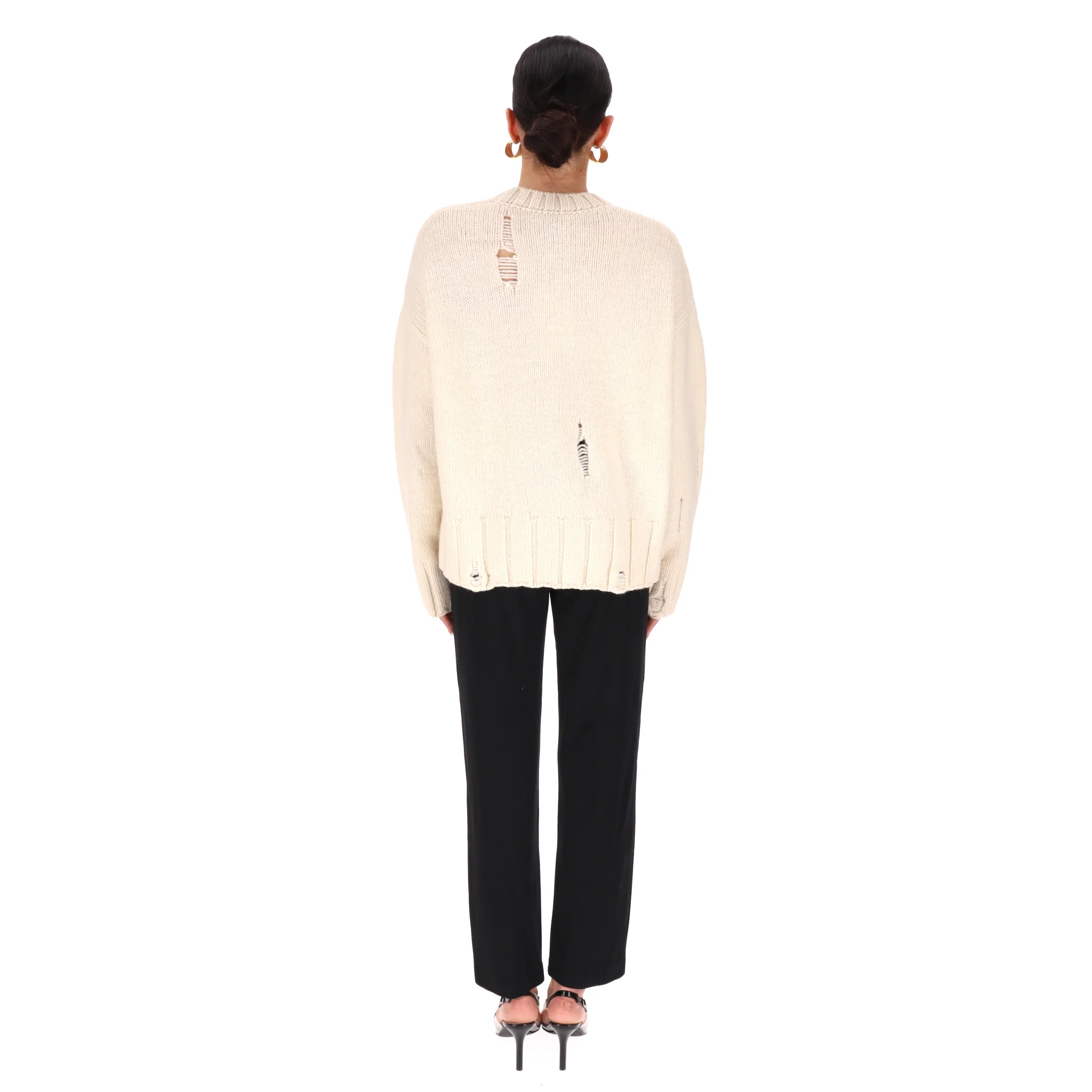 JW Anderson Globe Crystal-Embellished Fringed Sheep Wool Jumper. Size S - Image 4