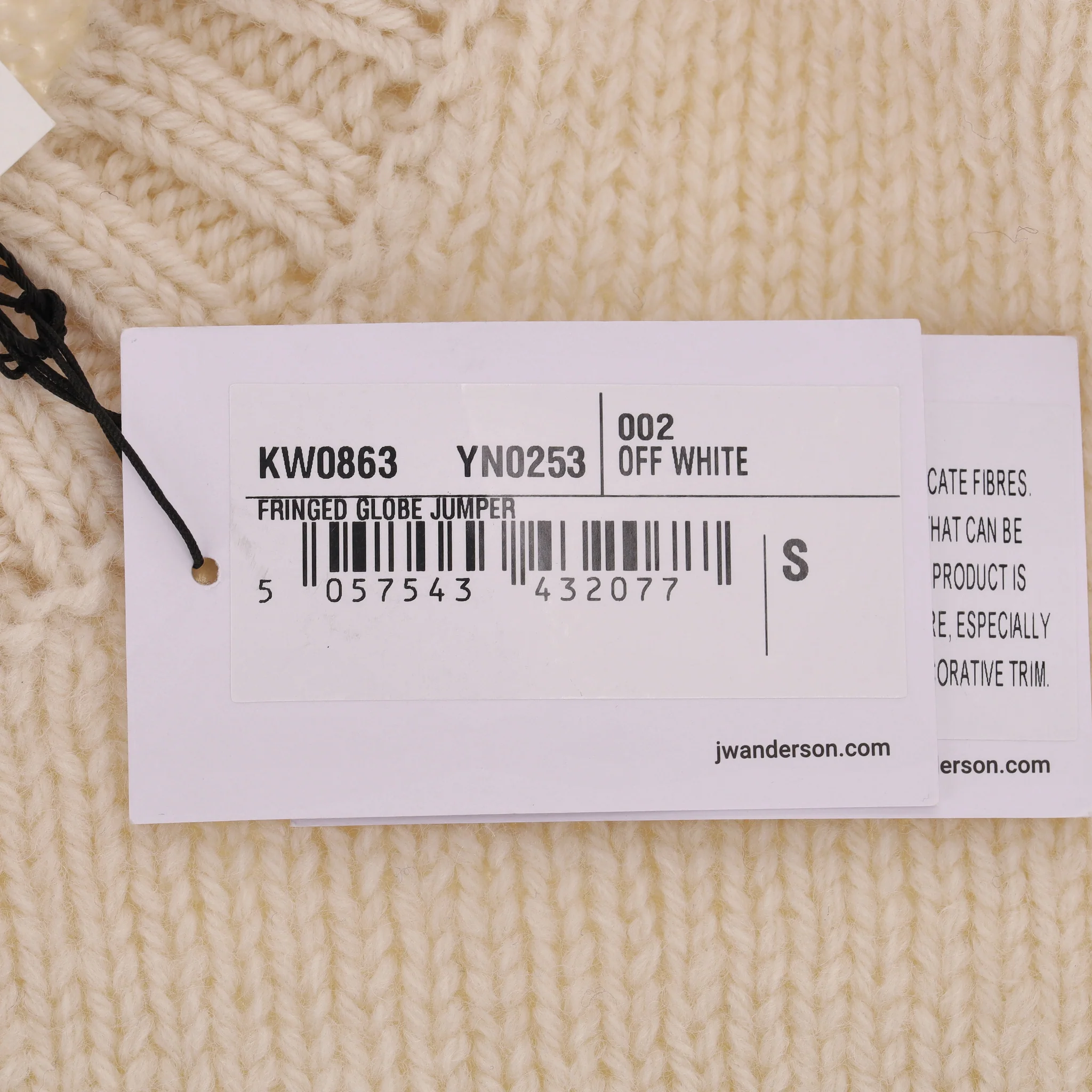 JW Anderson Globe Crystal-Embellished Fringed Sheep Wool Jumper. Size S - Image 9