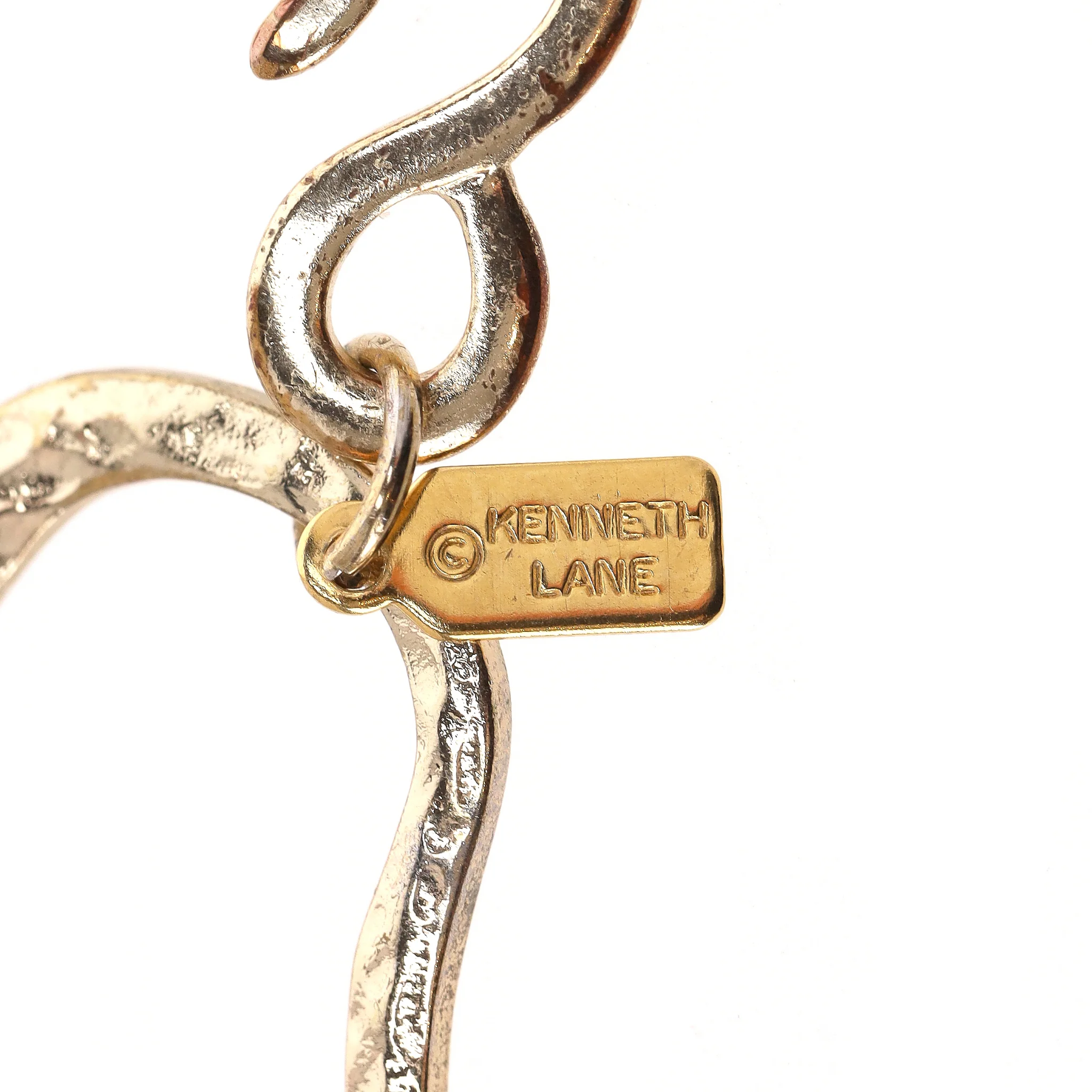 Kenneth Lane 1980's Vintage Gold Plated Hammered Links Double-Layered Necklace - Image 5
