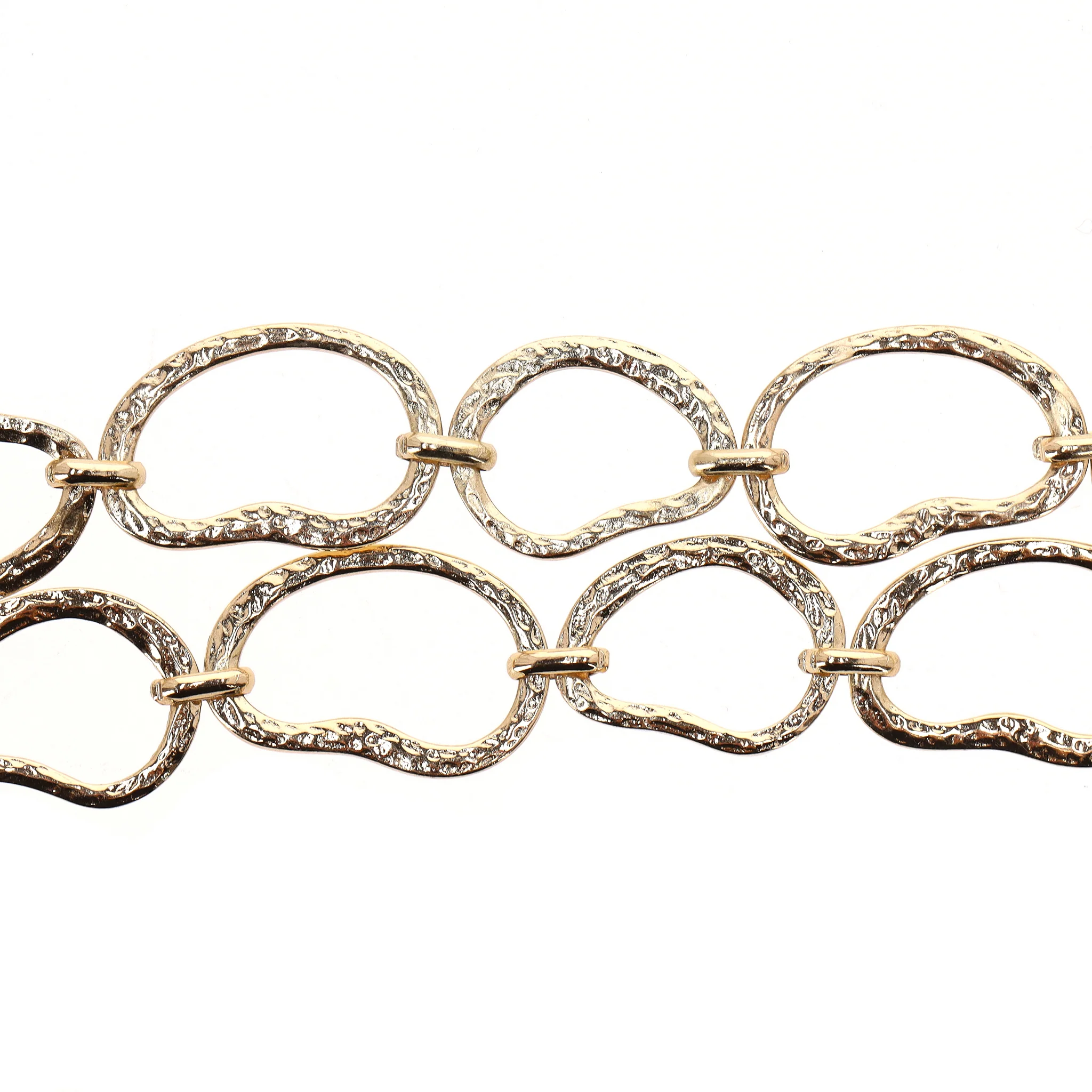 Kenneth Lane 1980's Vintage Gold Plated Hammered Links Double-Layered Necklace - Image 6