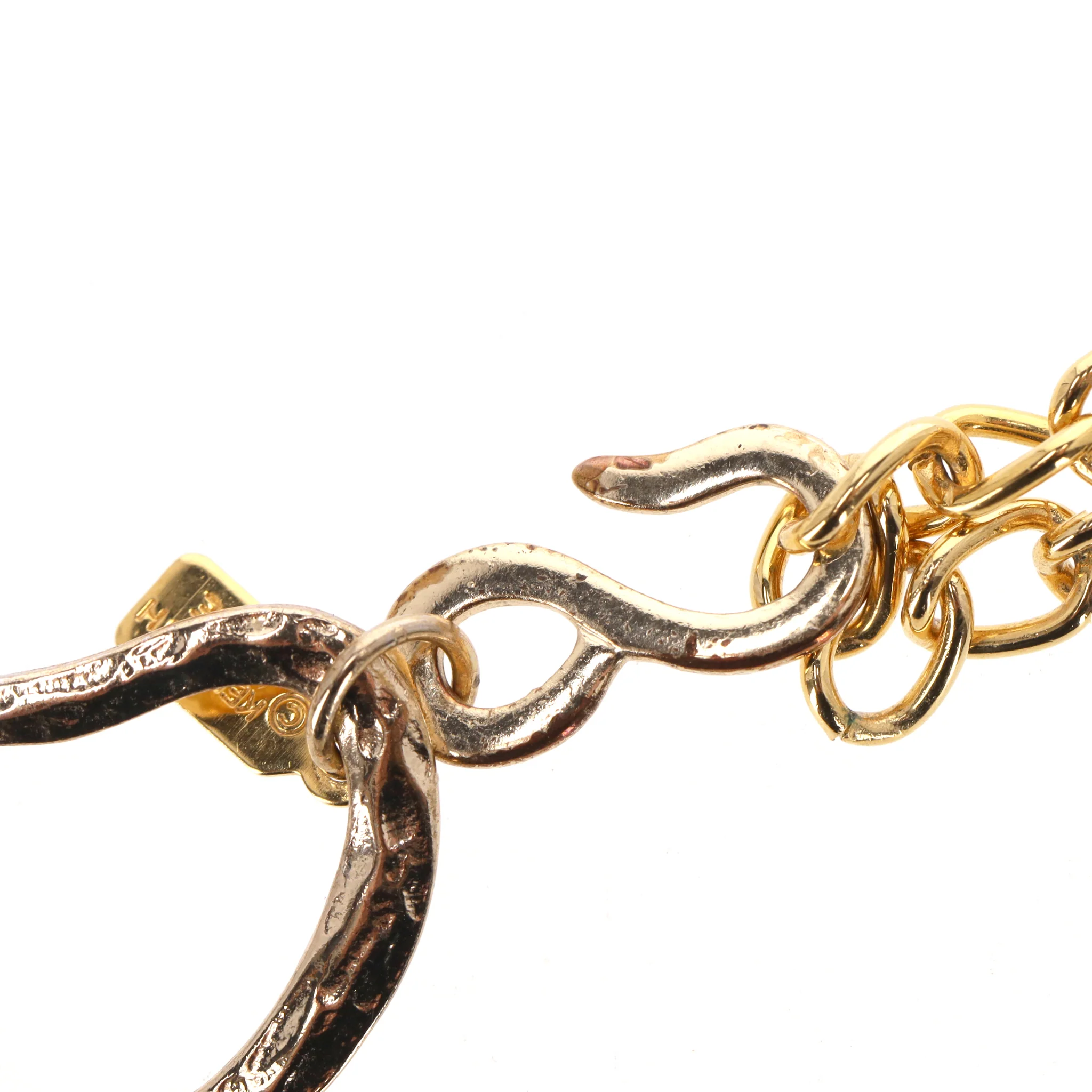 Kenneth Lane 1980's Vintage Gold Plated Hammered Links Double-Layered Necklace - Image 8
